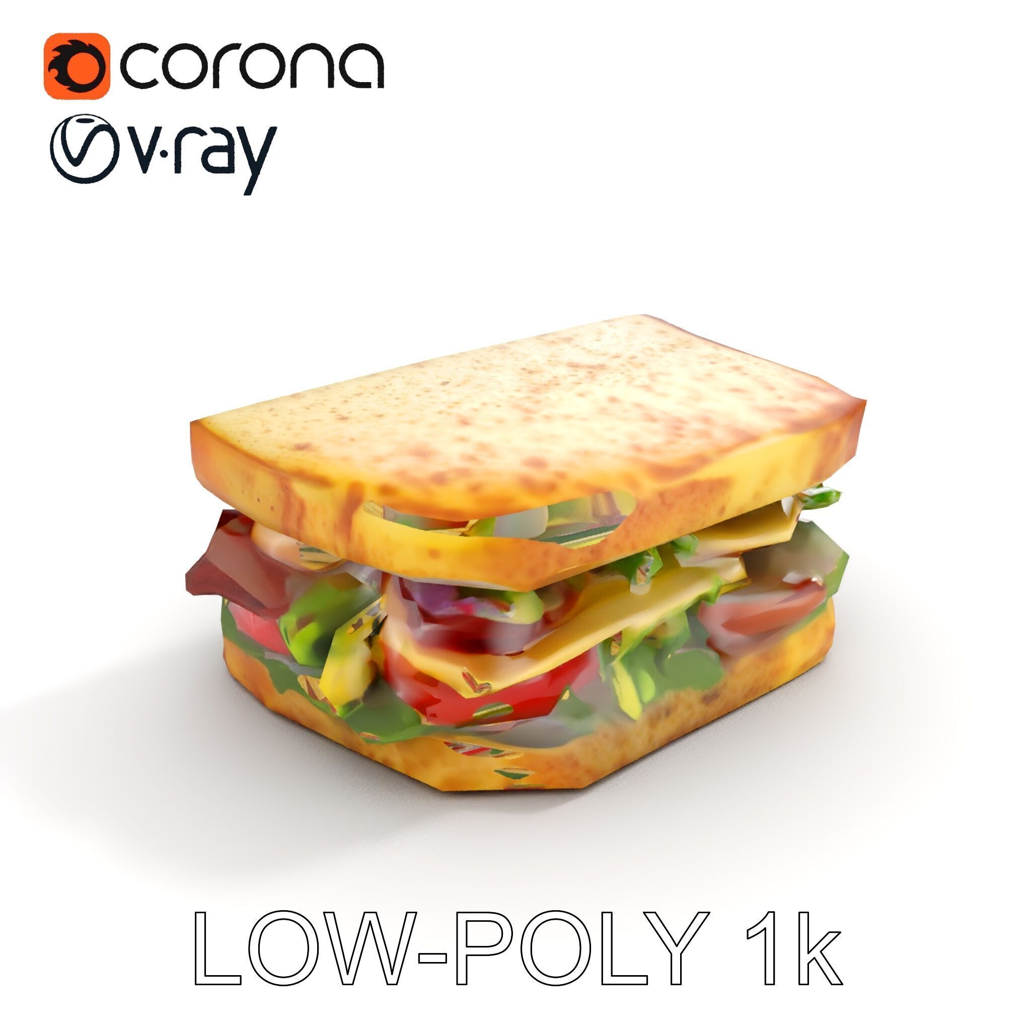 Delicious Sandwich Model Pack with Realistic Ingredients Low-poly 3D model_12