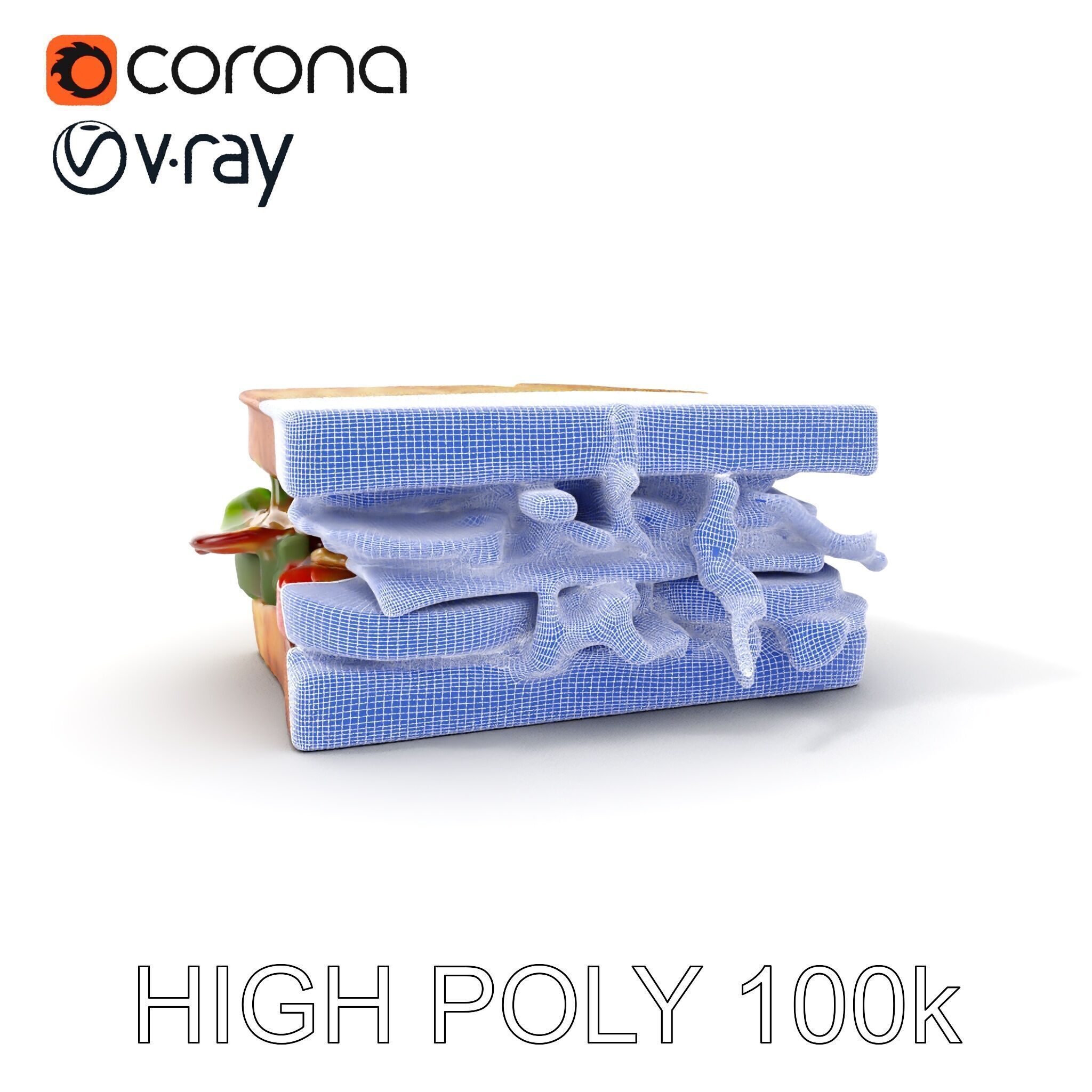 Delicious Sandwich Model Pack with Realistic Ingredients Low-poly 3D model_4