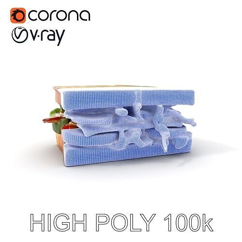 Delicious Sandwich Model Pack with Realistic Ingredients Low-poly 3D model 4