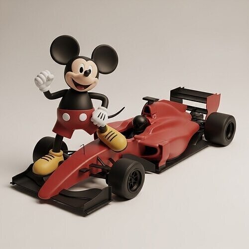 f1 car and mickey mouse  3D print model