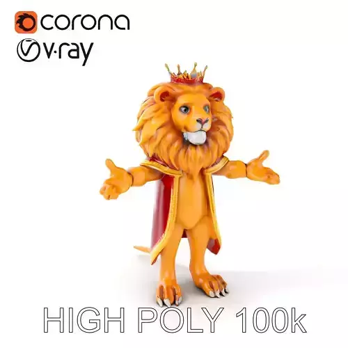 Majestic Lion King Character Model Rigged and Animated Low-poly 3D model