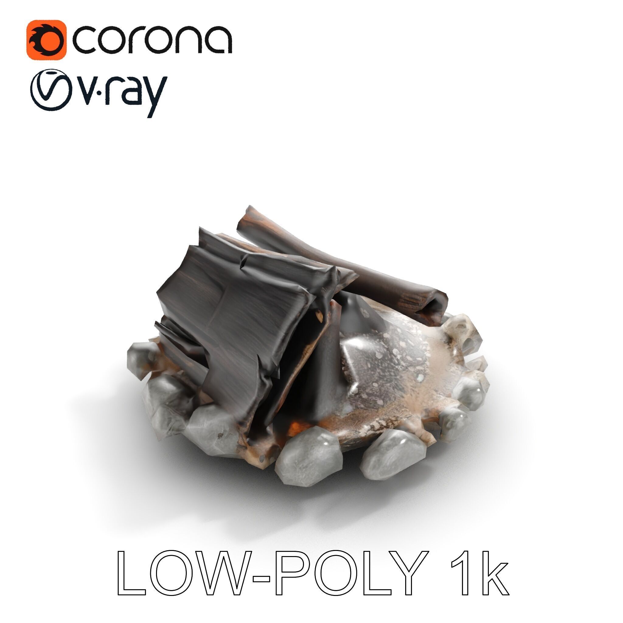 Campfire and Stone Circle D Model Pack Low-poly 3D model_7