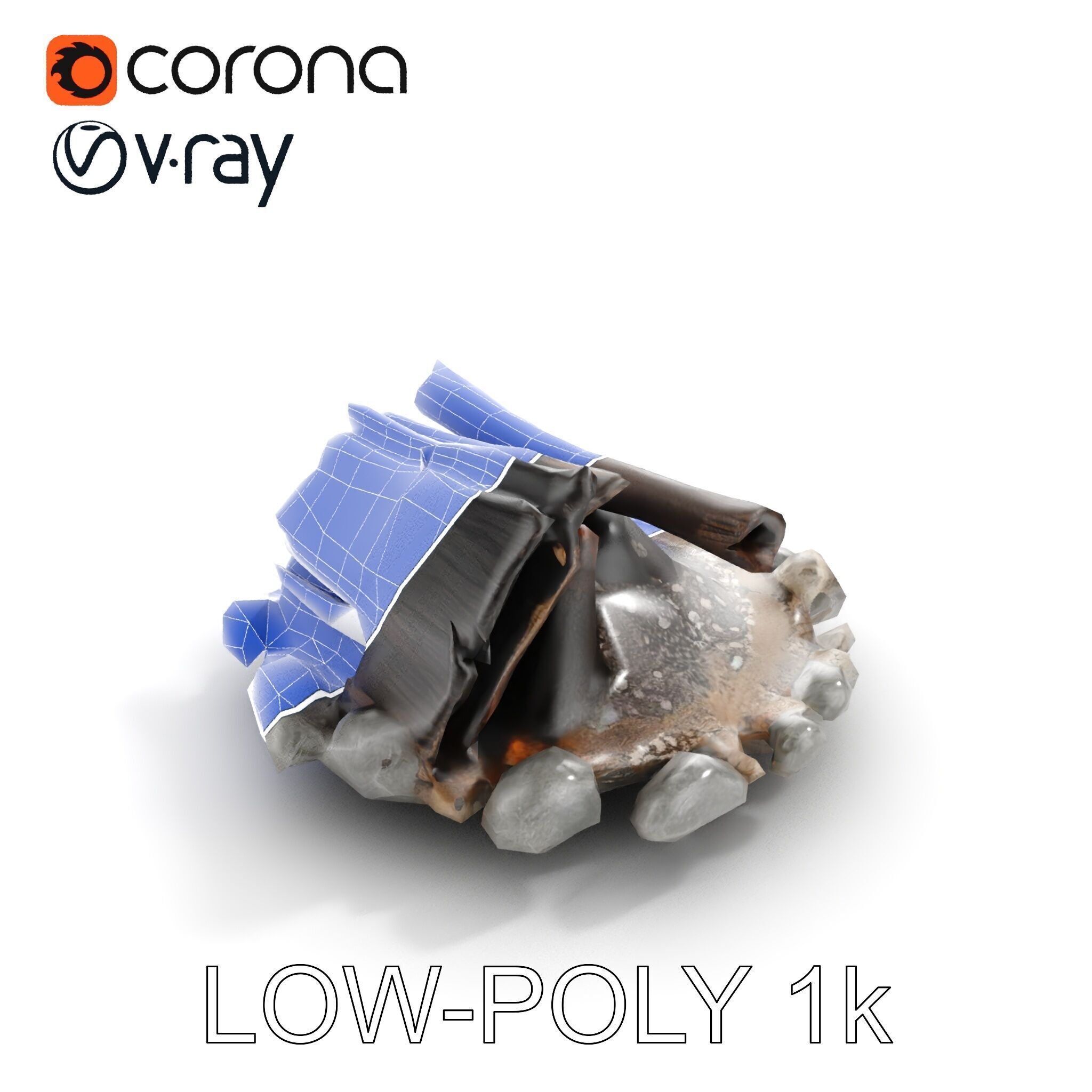 Campfire and Stone Circle D Model Pack Low-poly 3D model_21