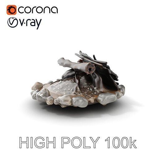 Campfire and Stone Circle D Model Pack Low-poly 3D model