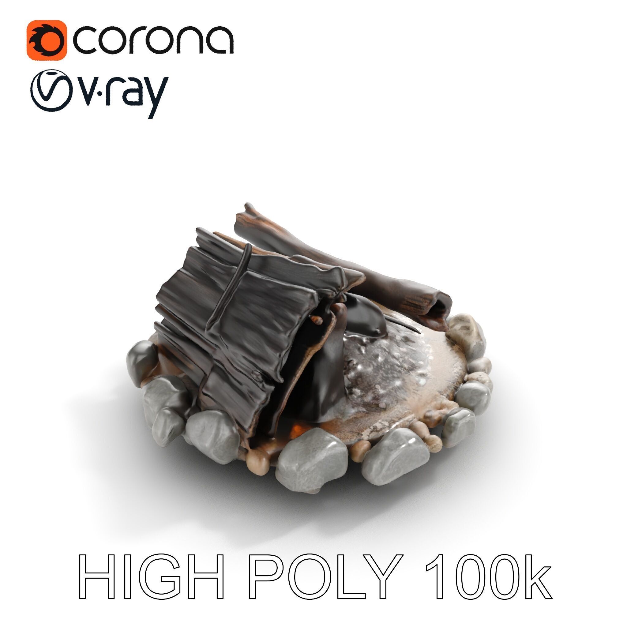 Campfire and Stone Circle D Model Pack Low-poly 3D model_16