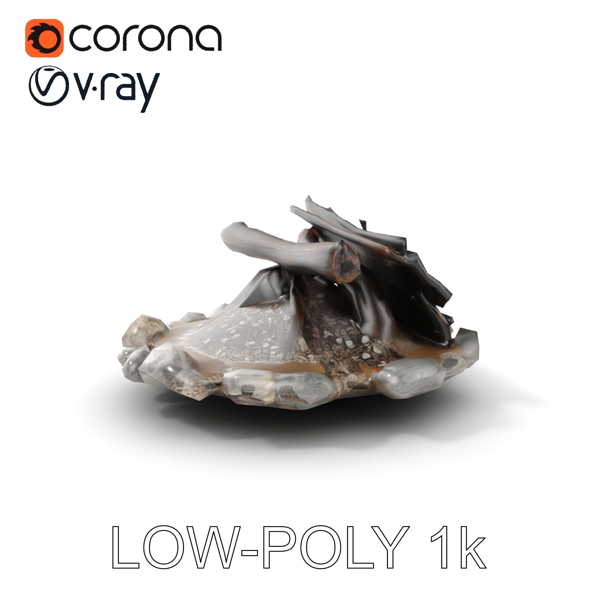 Campfire and Stone Circle D Model Pack Low-poly 3D model_9