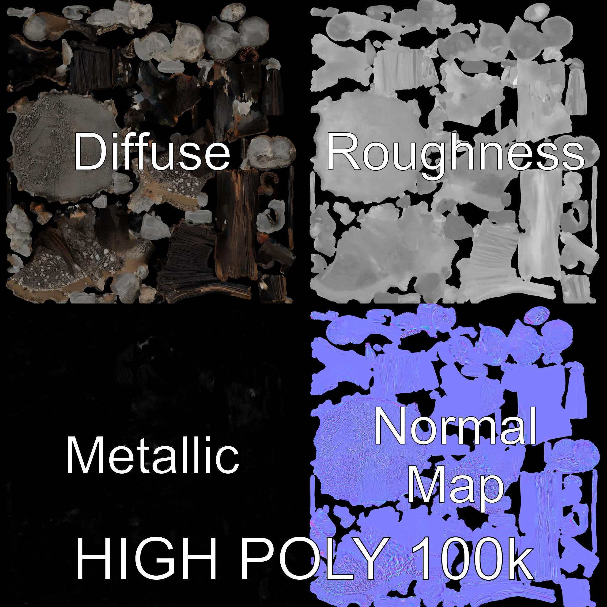 Campfire and Stone Circle D Model Pack Low-poly 3D model_3