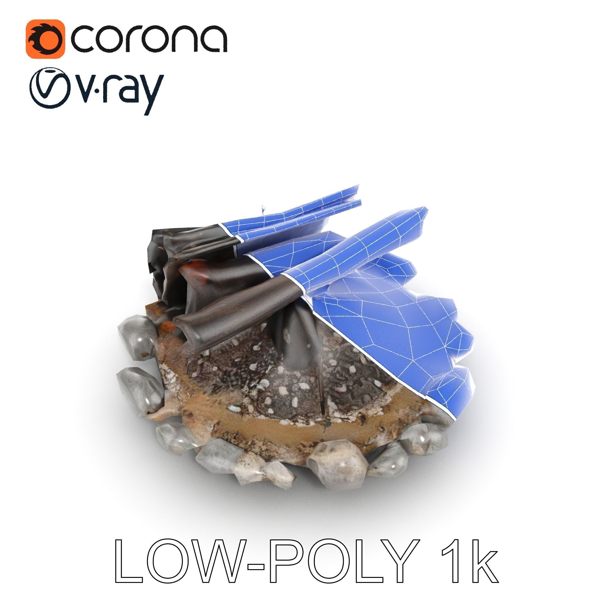 Campfire and Stone Circle D Model Pack Low-poly 3D model_25