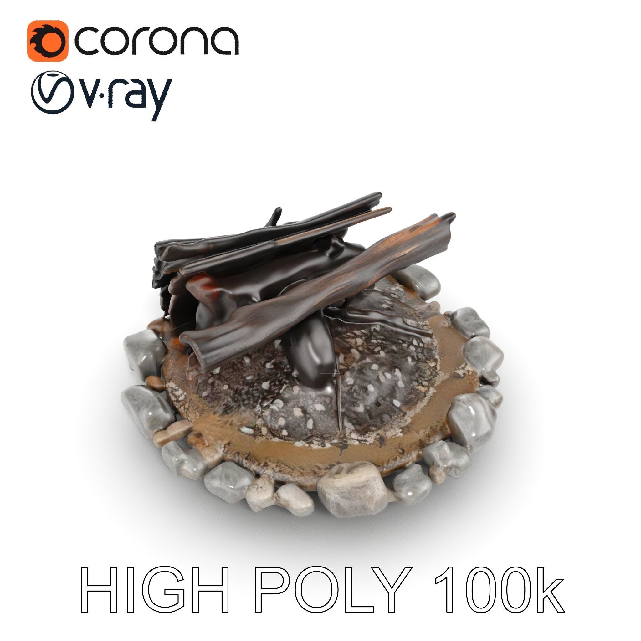 Campfire and Stone Circle D Model Pack Low-poly 3D model_10