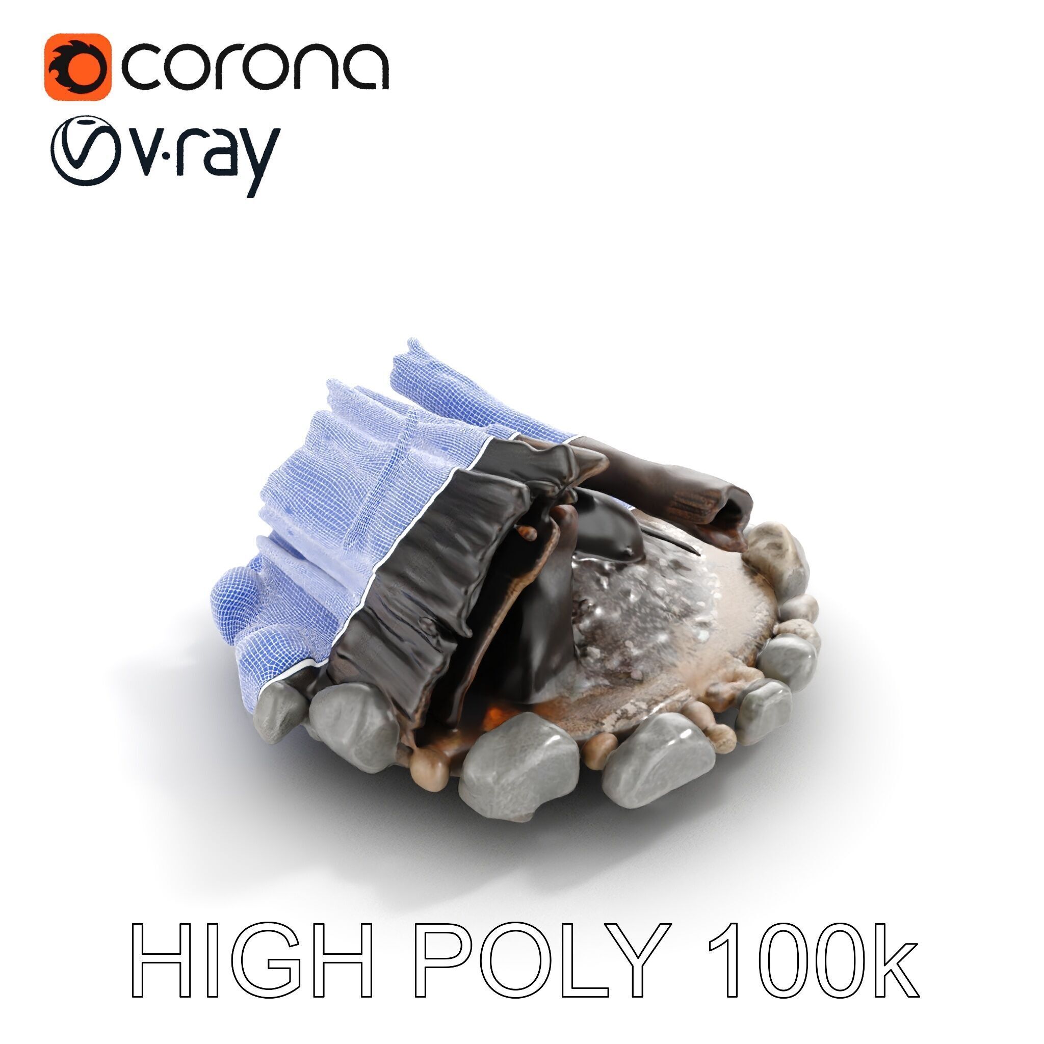 Campfire and Stone Circle D Model Pack Low-poly 3D model_32