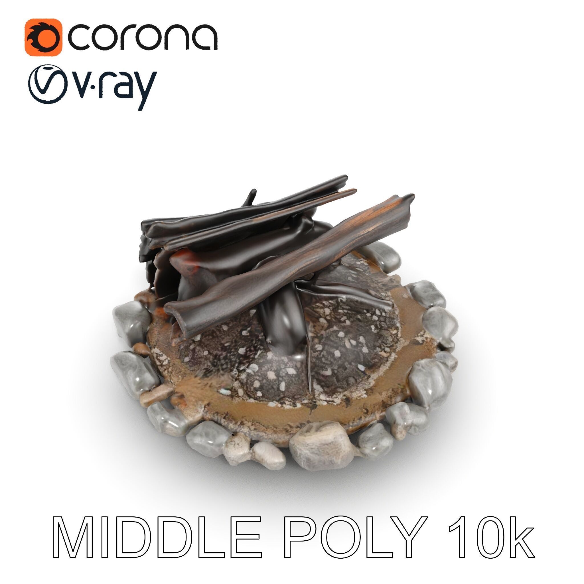 Campfire and Stone Circle D Model Pack Low-poly 3D model_8