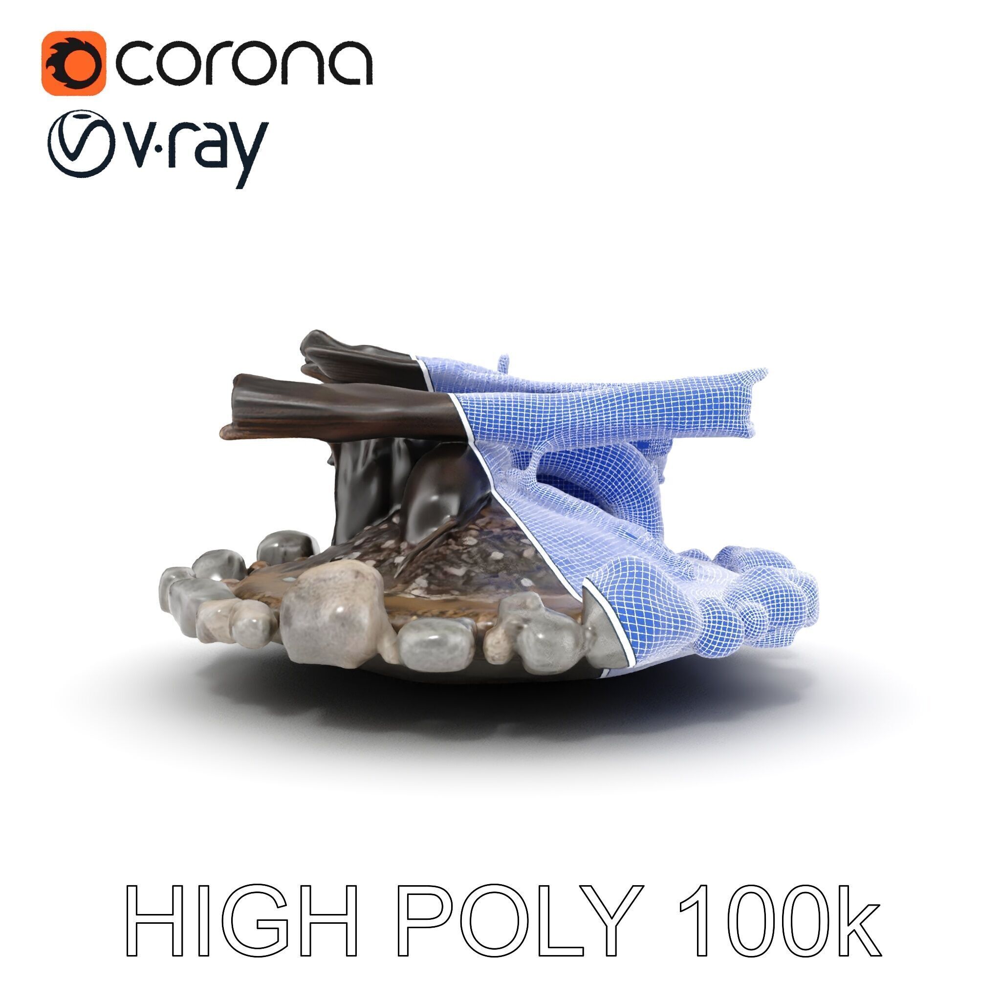 Campfire and Stone Circle D Model Pack Low-poly 3D model_26