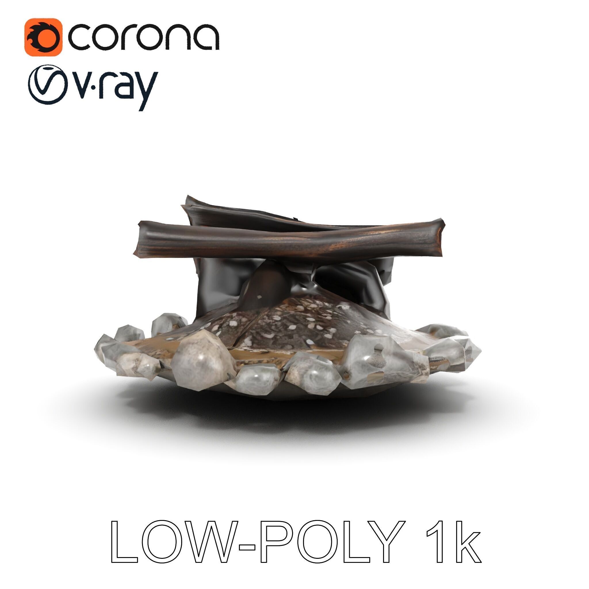 Campfire and Stone Circle D Model Pack Low-poly 3D model_12