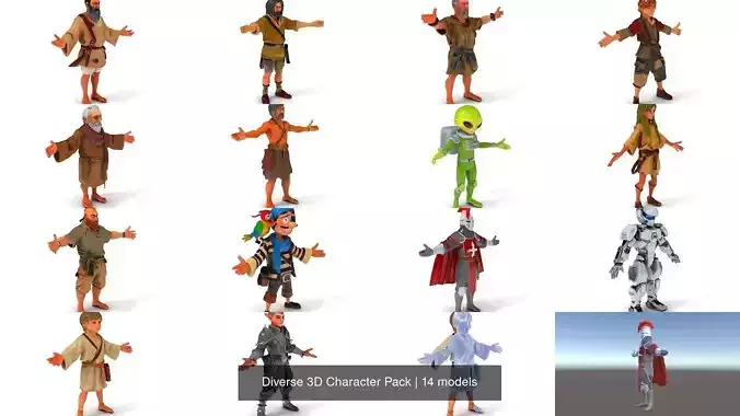 Diverse 3D Character Pack 3D Model Collection