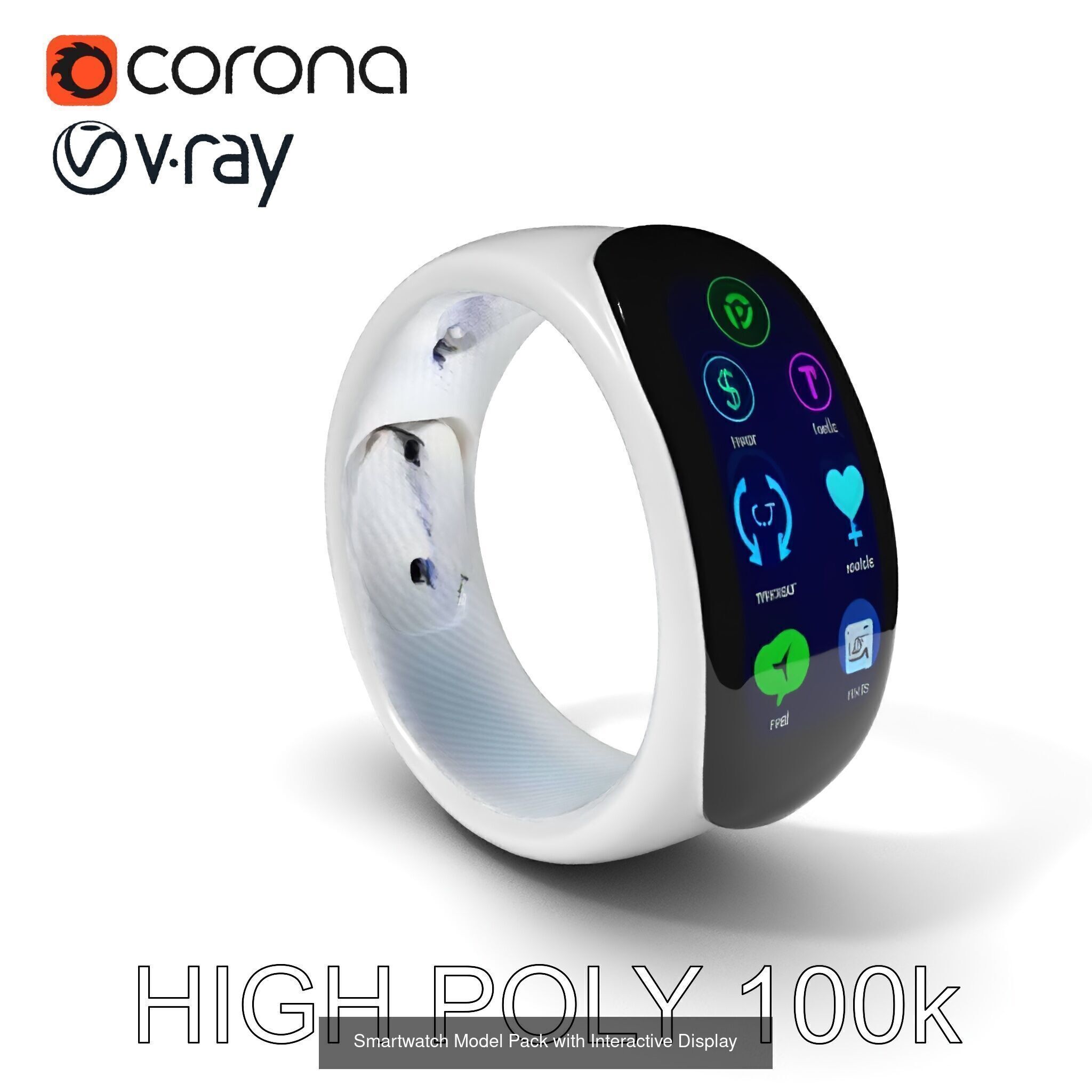 Smart Wearable Rings Watches Pack 3D Model Collection_13