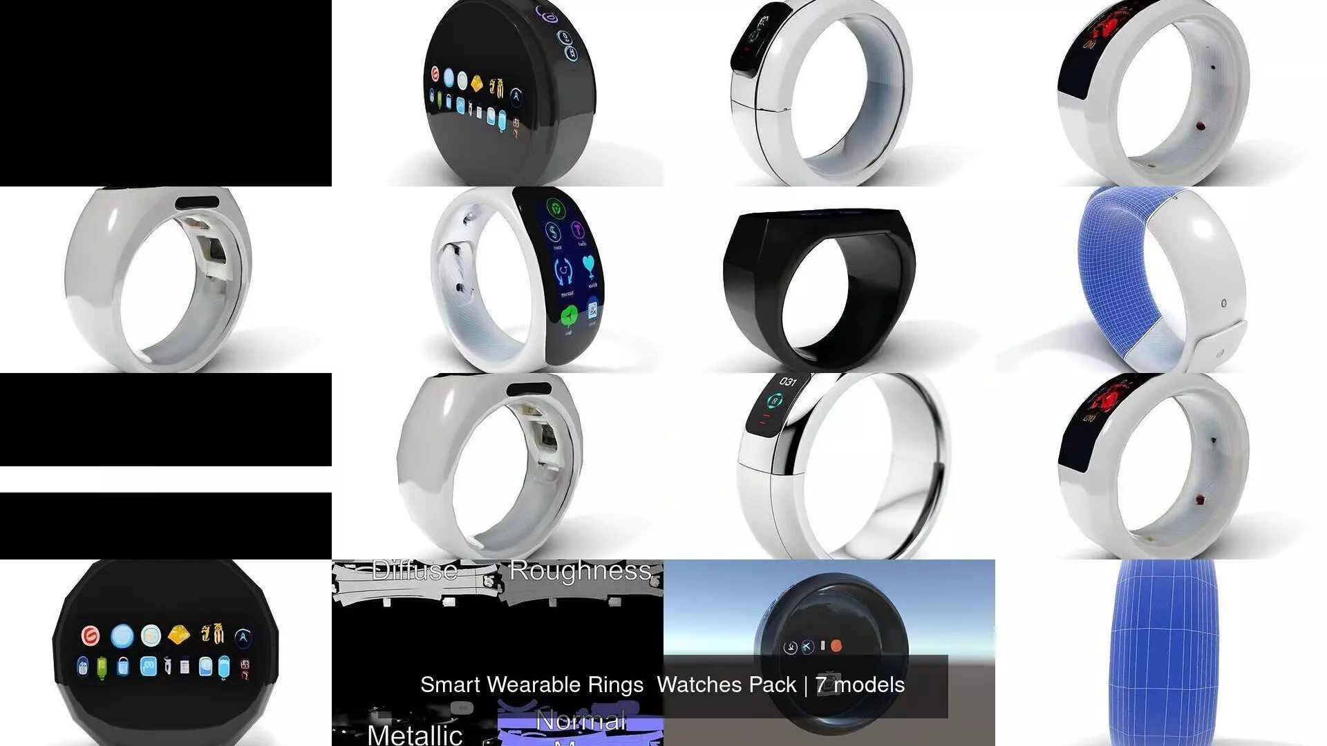Smart Wearable Rings Watches Pack 3D Model Collection_0