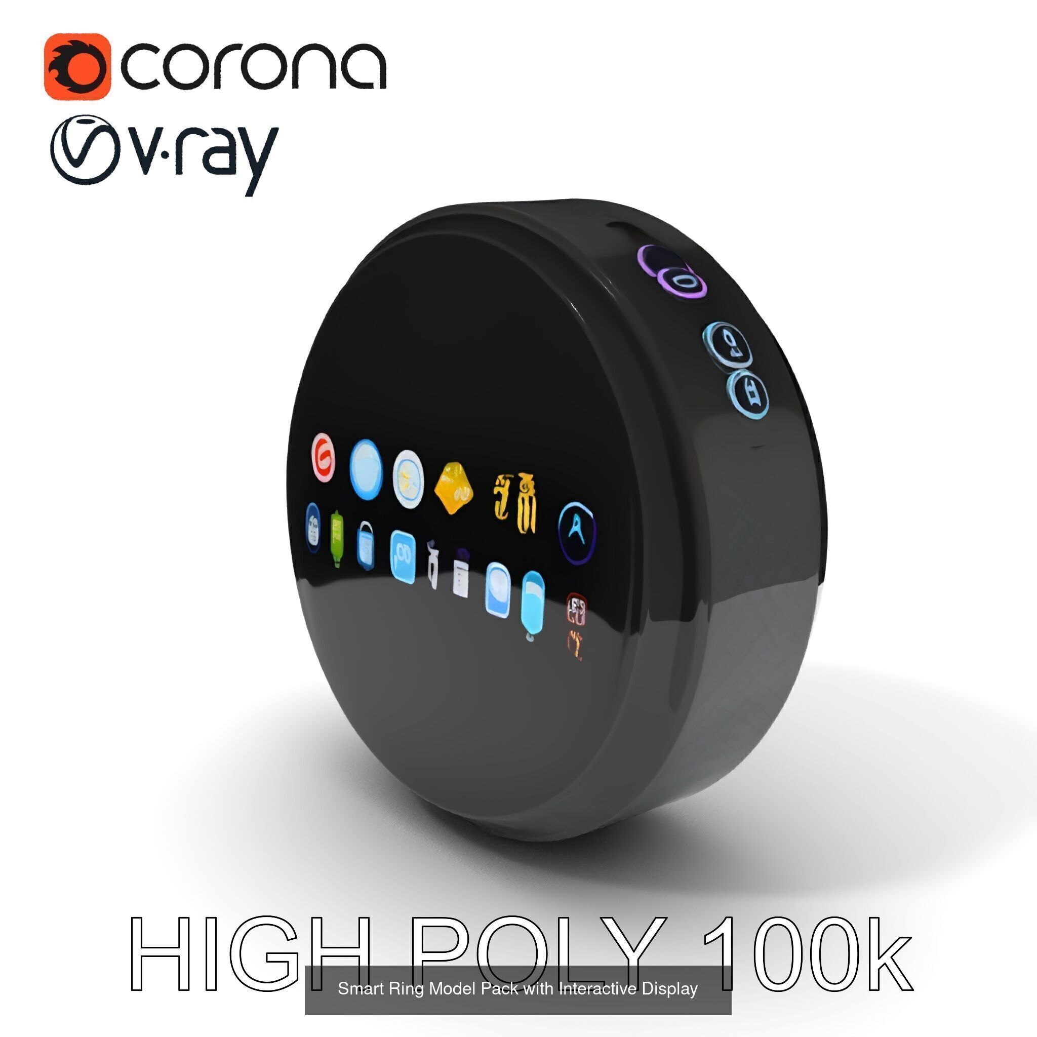 Smart Wearable Rings Watches Pack 3D Model Collection_9