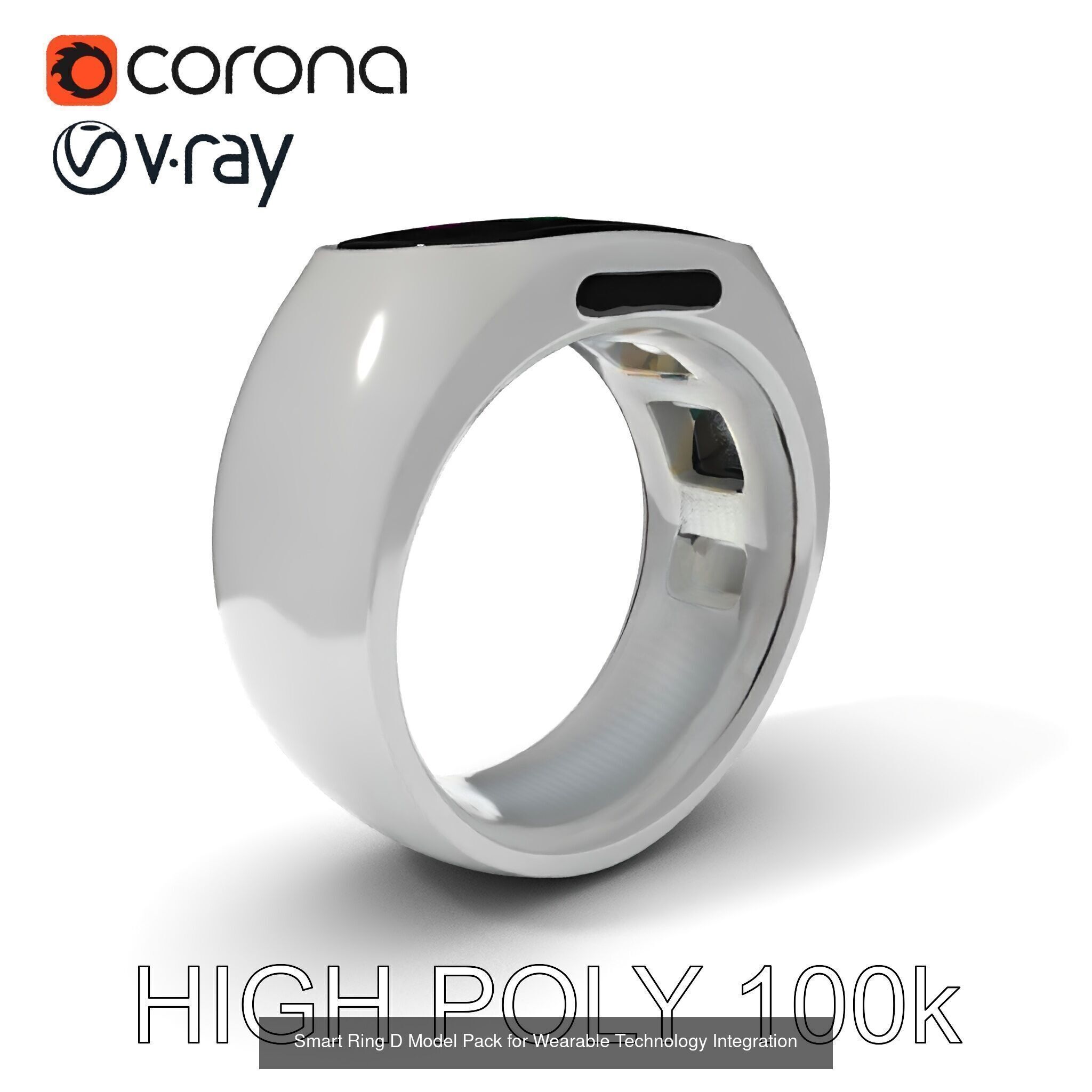 Smart Wearable Rings Watches Pack 3D Model Collection_12