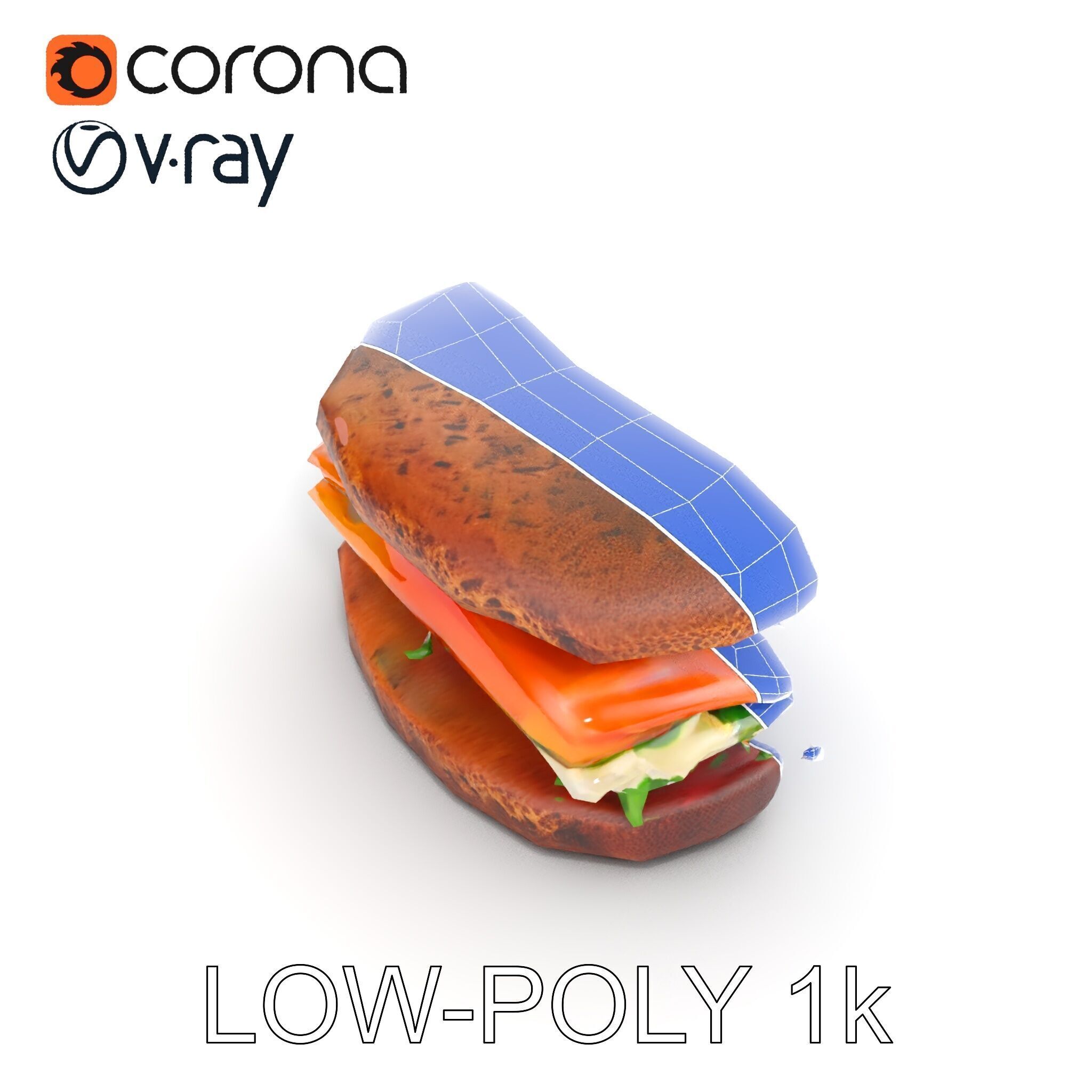Smoked Salmon Sandwich model pack for realistic rendering and... Low-poly 3D model_25