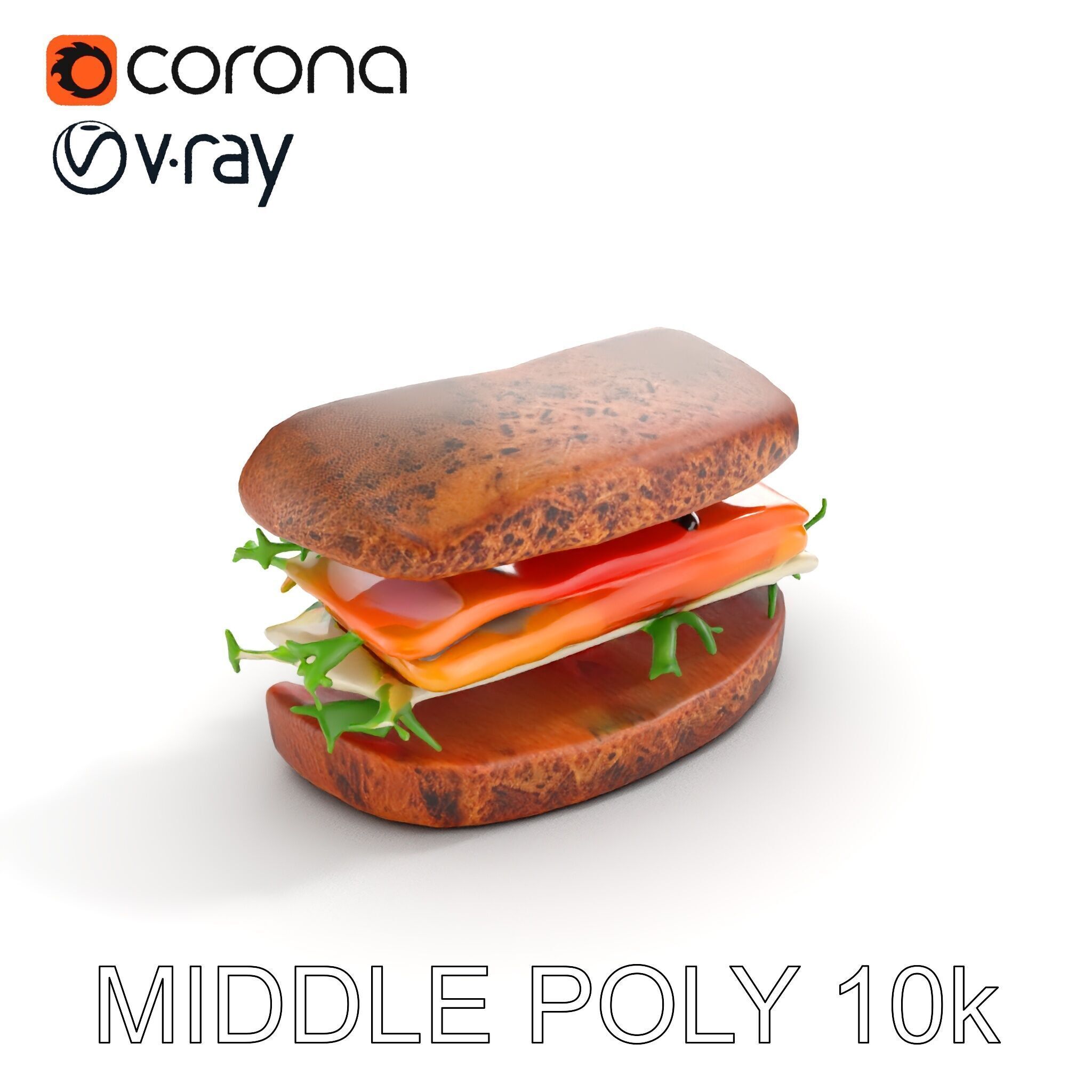 Smoked Salmon Sandwich model pack for realistic rendering and... Low-poly 3D model_13