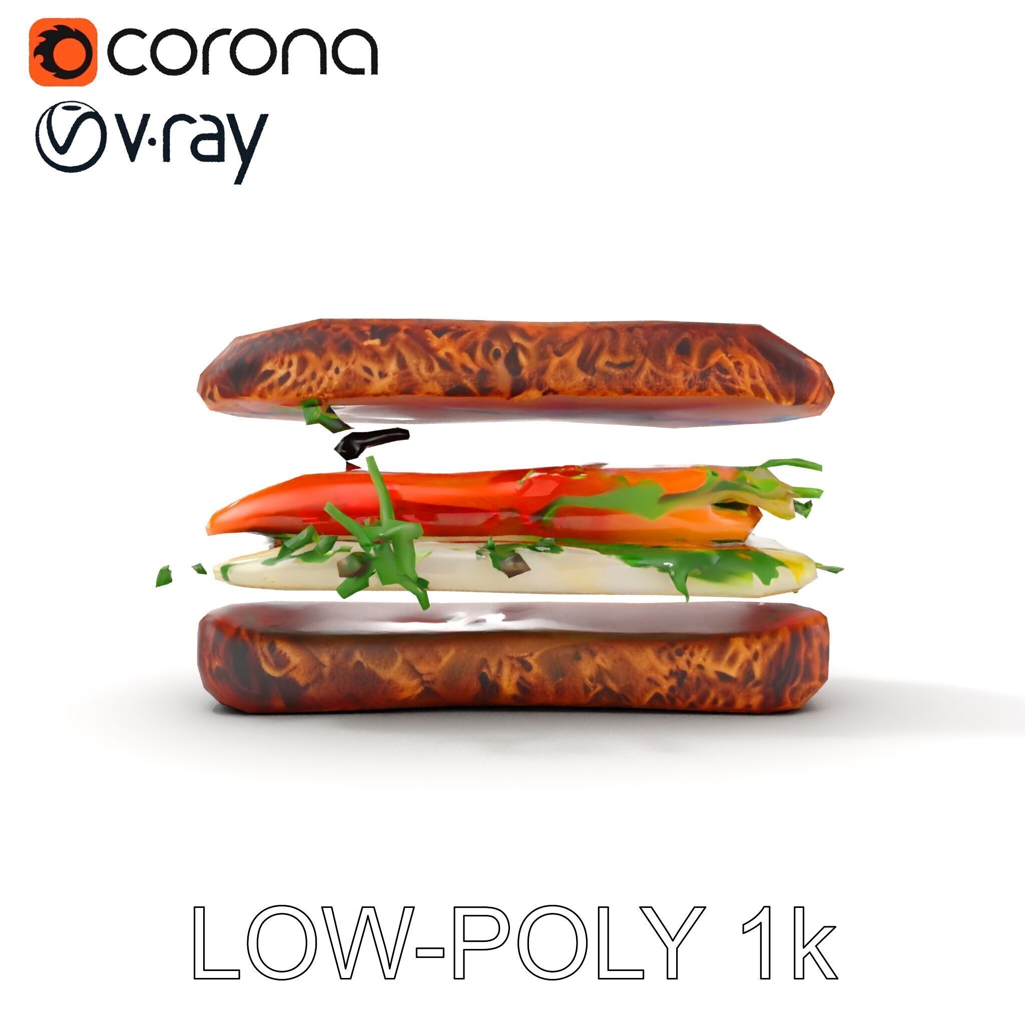 Smoked Salmon Sandwich model pack for realistic rendering and... Low-poly 3D model_20