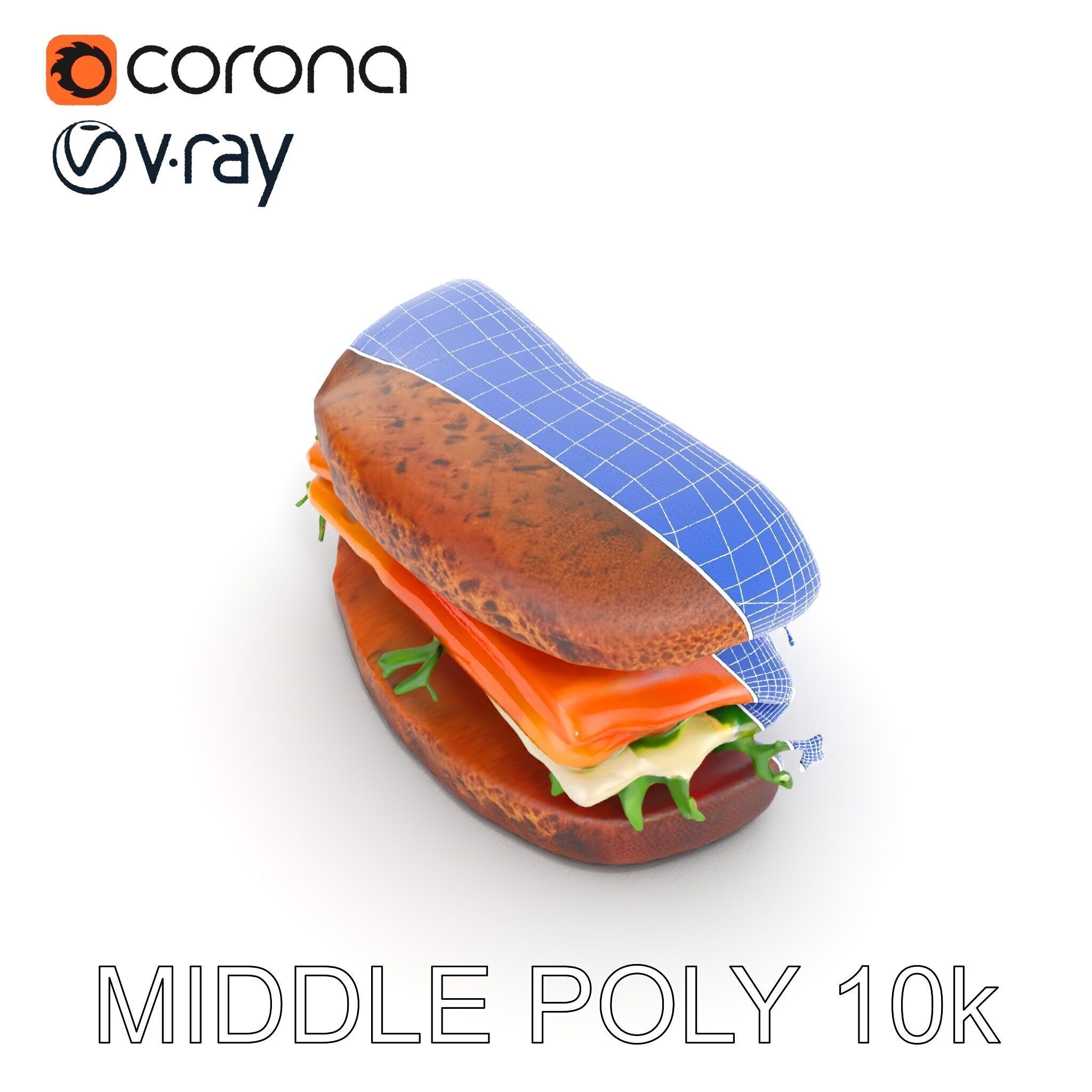 Smoked Salmon Sandwich model pack for realistic rendering and... Low-poly 3D model_16