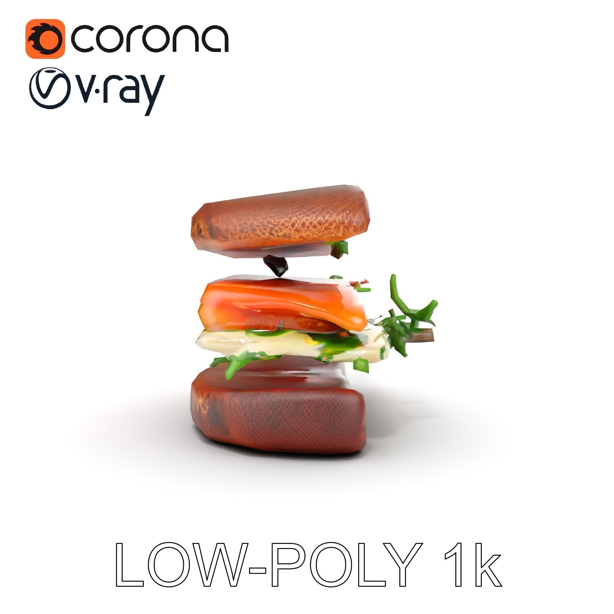 Smoked Salmon Sandwich model pack for realistic rendering and... Low-poly 3D model_9