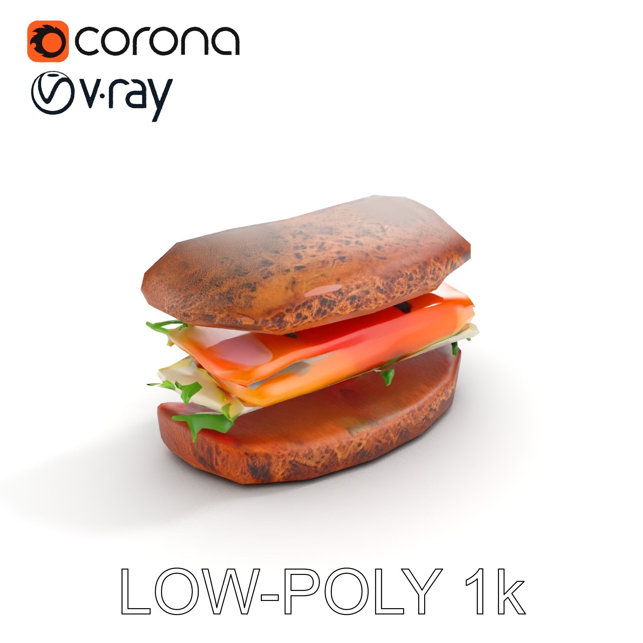 Smoked Salmon Sandwich model pack for realistic rendering and... Low-poly 3D model_7
