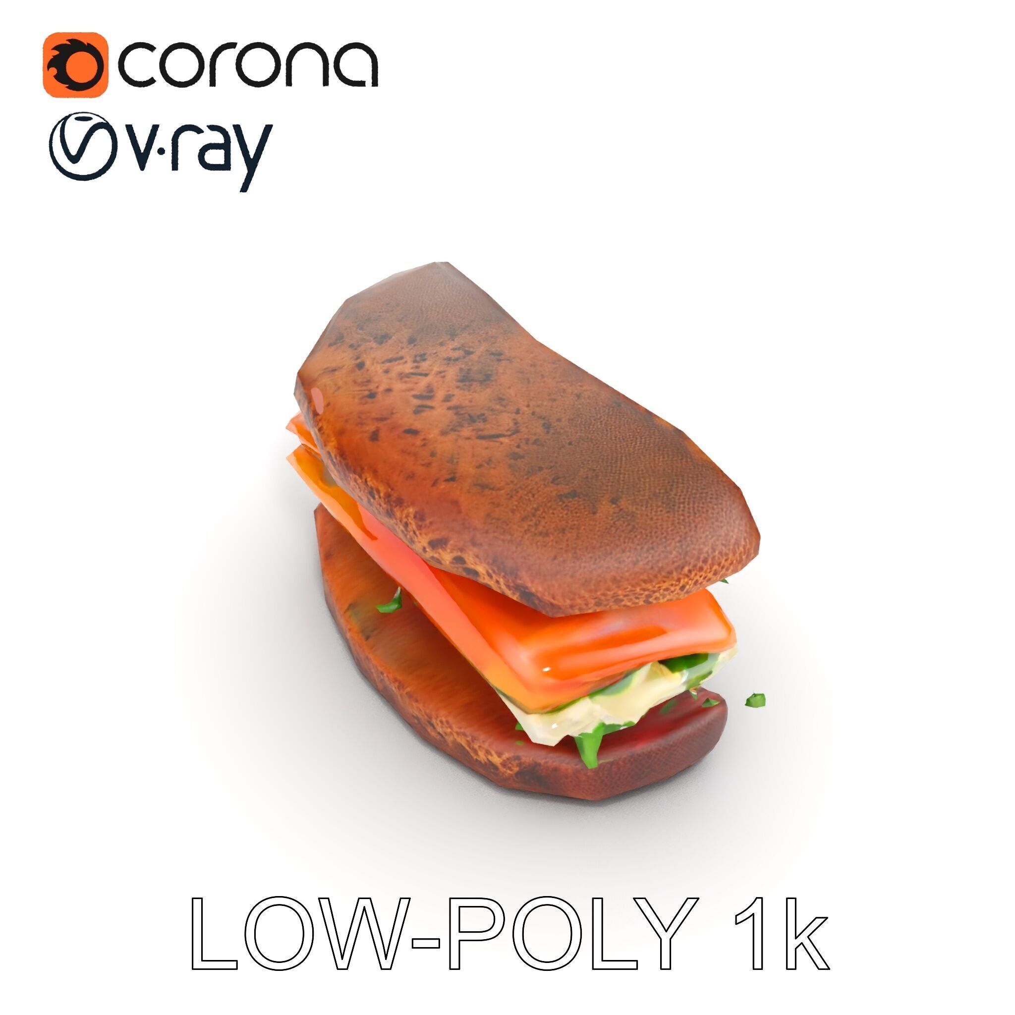 Smoked Salmon Sandwich model pack for realistic rendering and... Low-poly 3D model_14