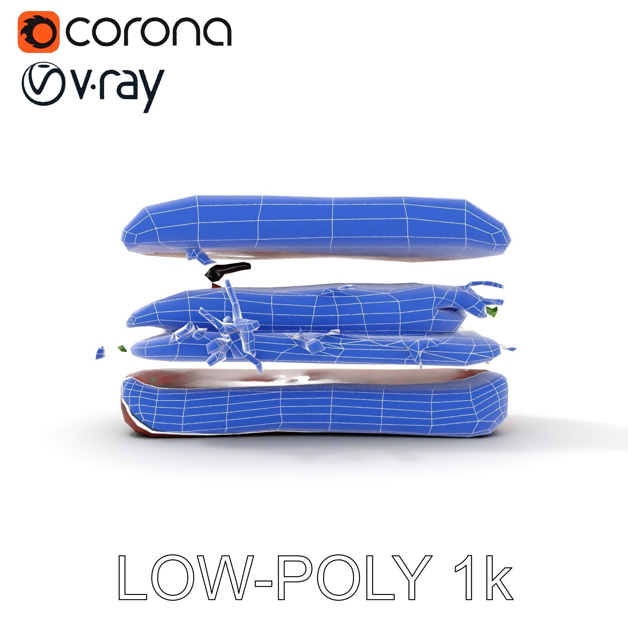 Smoked Salmon Sandwich model pack for realistic rendering and... Low-poly 3D model_28