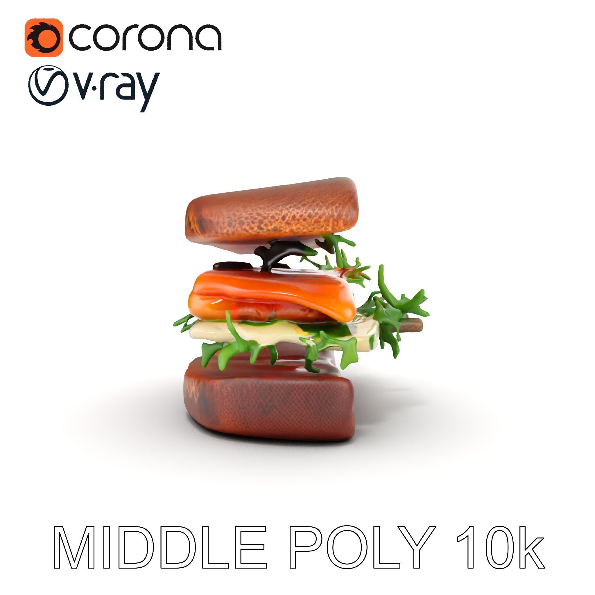 Smoked Salmon Sandwich model pack for realistic rendering and... Low-poly 3D model_22