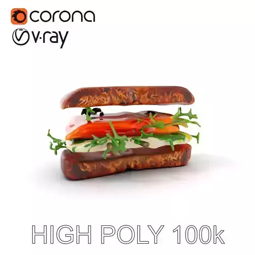 Smoked Salmon Sandwich model pack for realistic rendering and... Low-poly 3D model