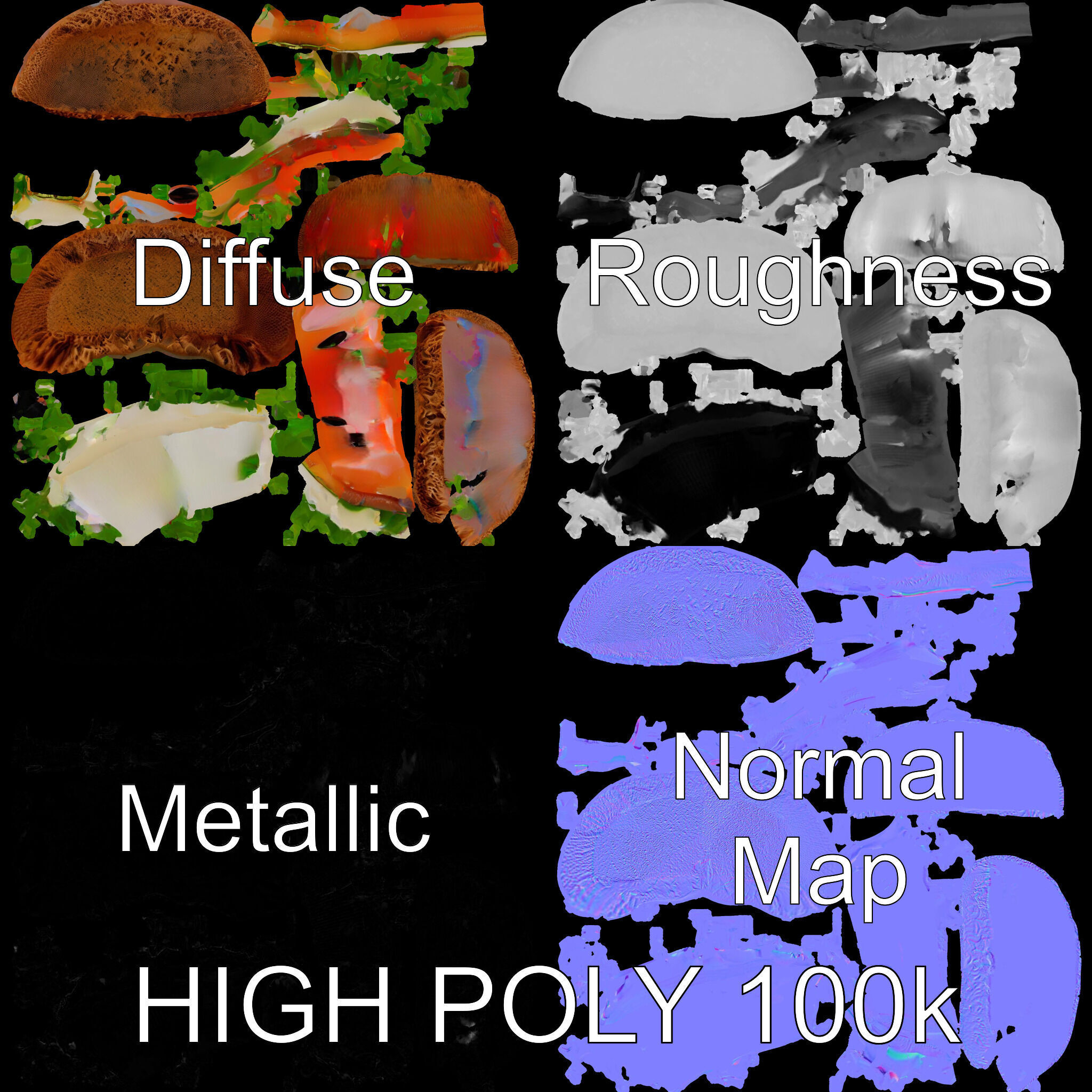 Smoked Salmon Sandwich model pack for realistic rendering and... Low-poly 3D model_3