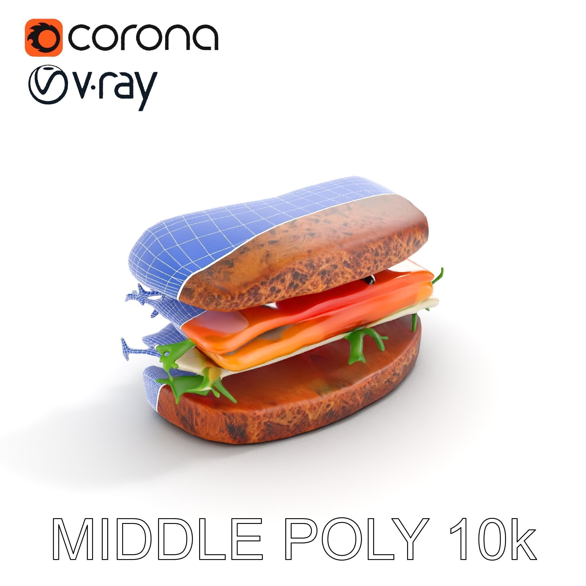 Smoked Salmon Sandwich model pack for realistic rendering and... Low-poly 3D model_30