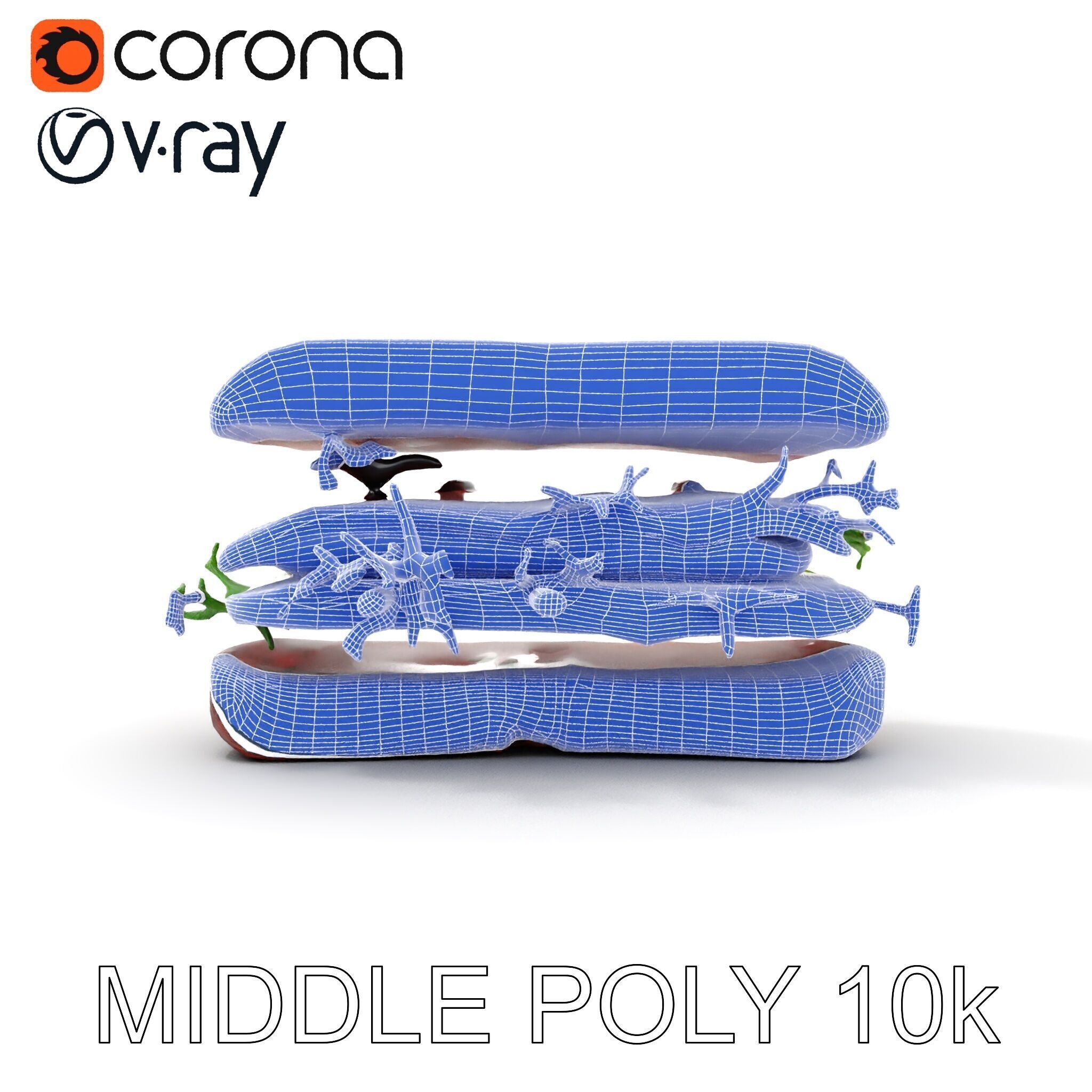 Smoked Salmon Sandwich model pack for realistic rendering and... Low-poly 3D model_27