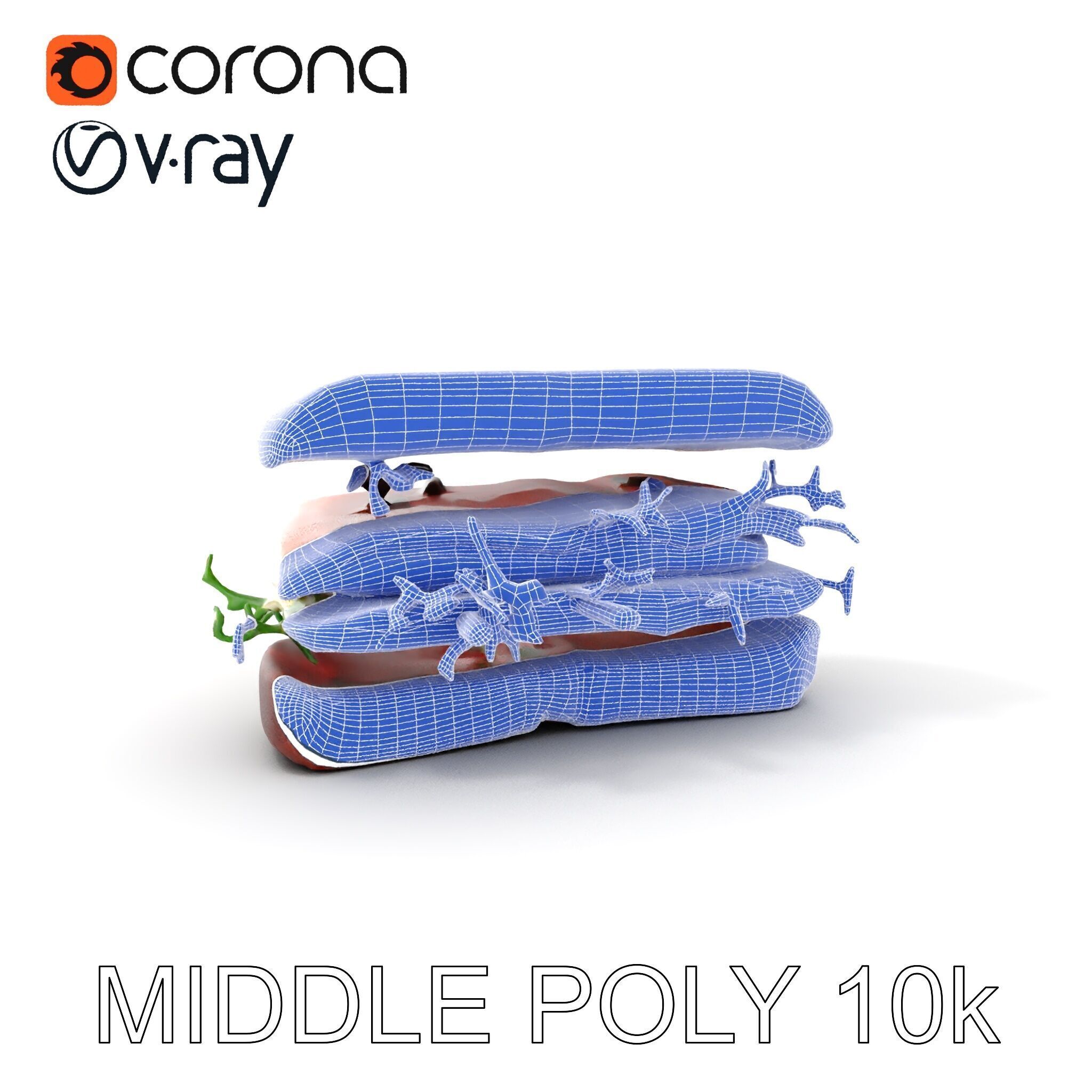 Smoked Salmon Sandwich model pack for realistic rendering and... Low-poly 3D model_24