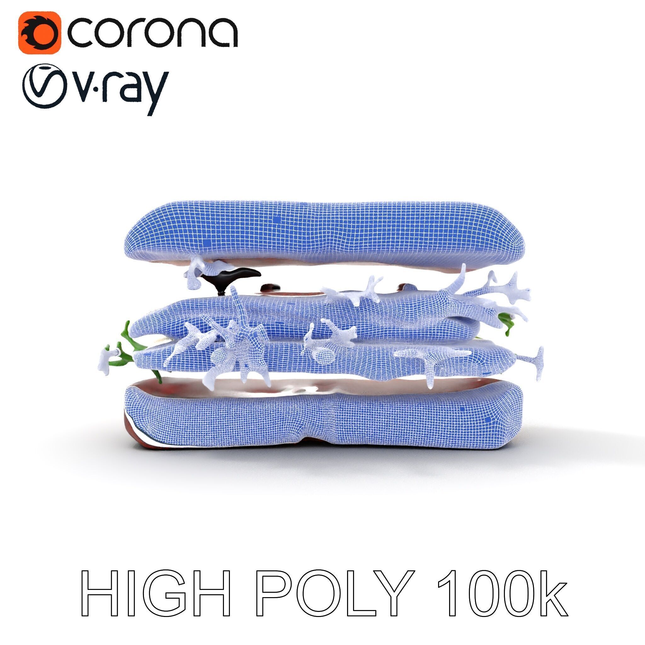 Smoked Salmon Sandwich model pack for realistic rendering and... Low-poly 3D model_29