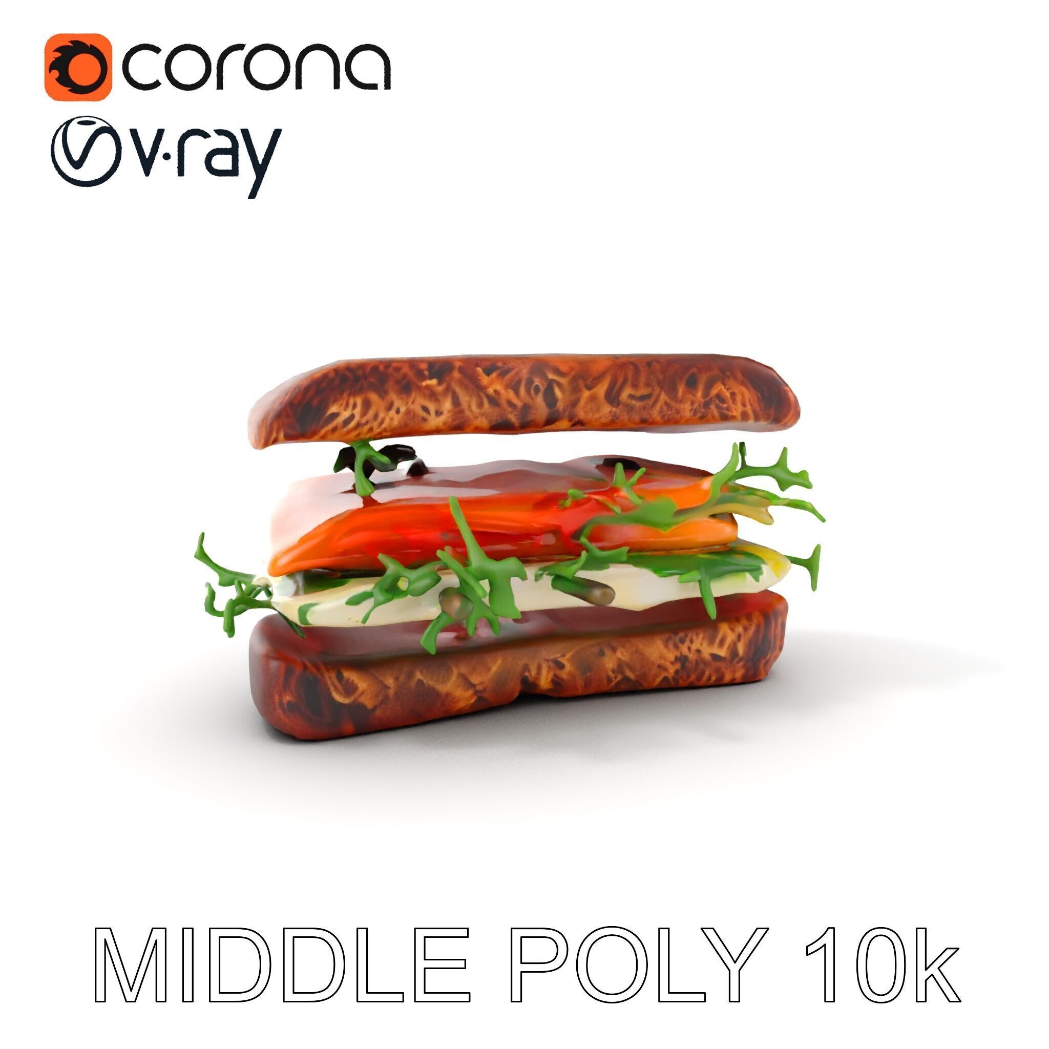 Smoked Salmon Sandwich model pack for realistic rendering and... Low-poly 3D model_10