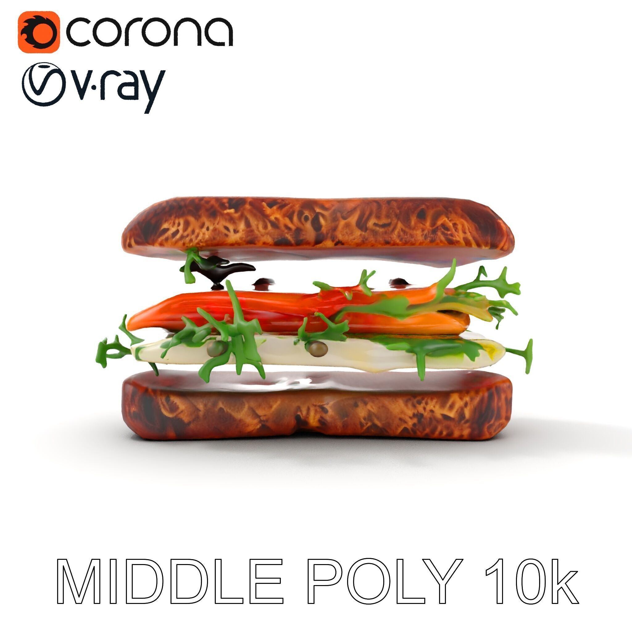 Smoked Salmon Sandwich model pack for realistic rendering and... Low-poly 3D model_6