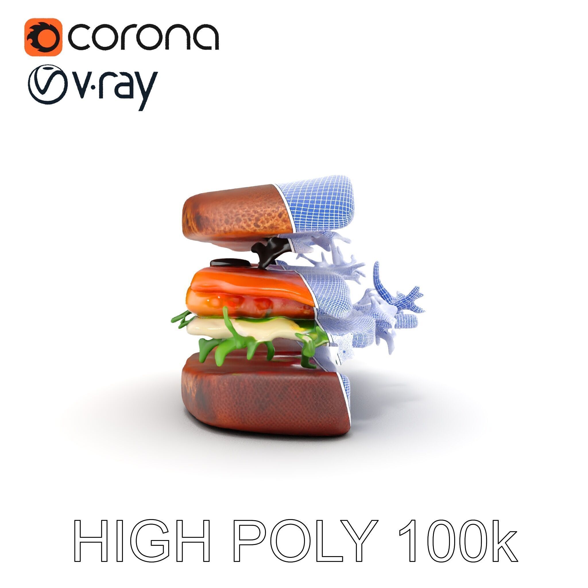 Smoked Salmon Sandwich model pack for realistic rendering and... Low-poly 3D model_35