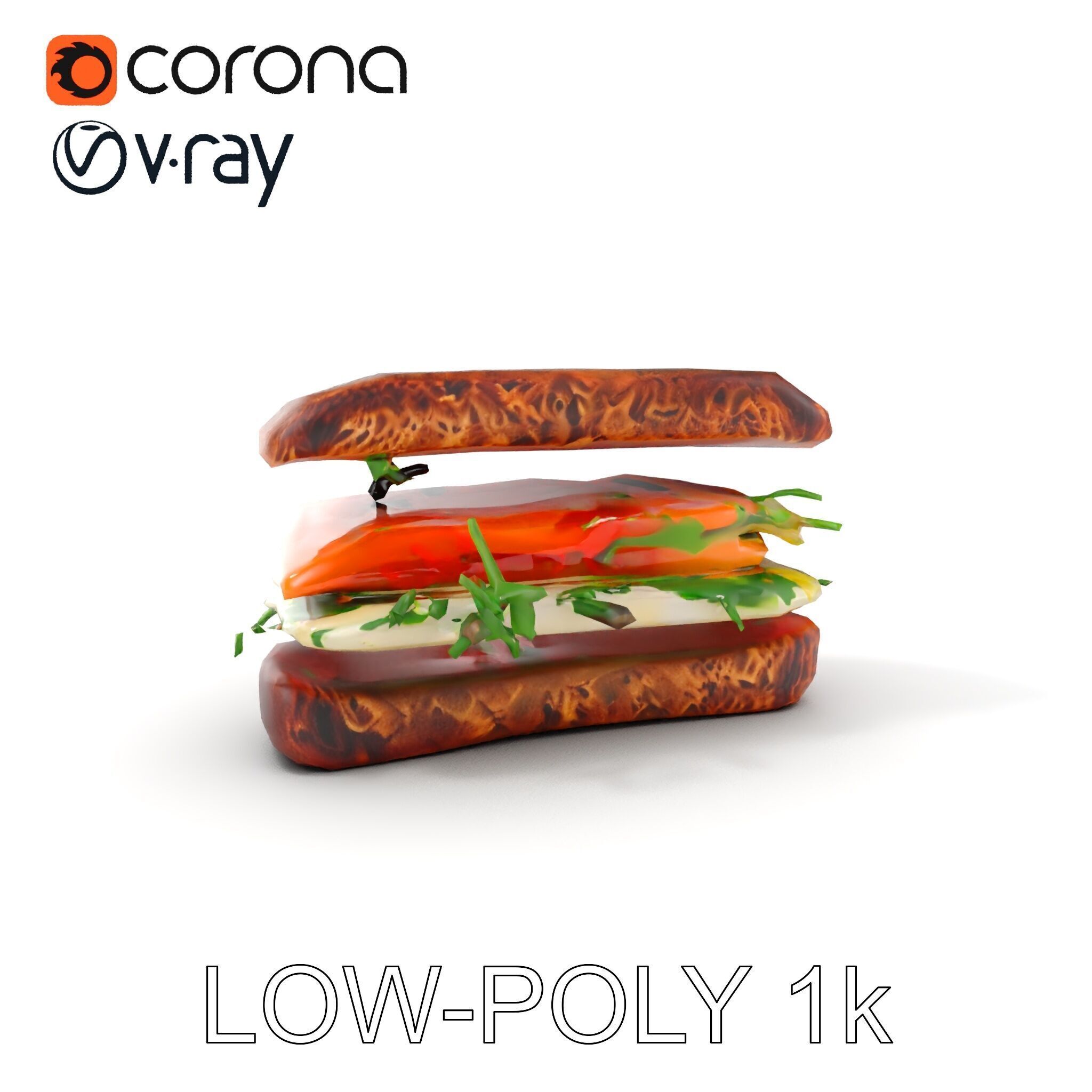 Smoked Salmon Sandwich model pack for realistic rendering and... Low-poly 3D model_11
