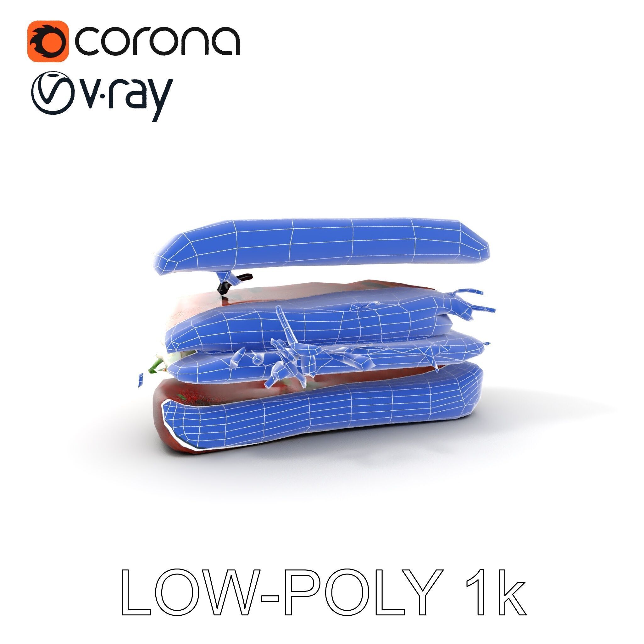 Smoked Salmon Sandwich model pack for realistic rendering and... Low-poly 3D model_23