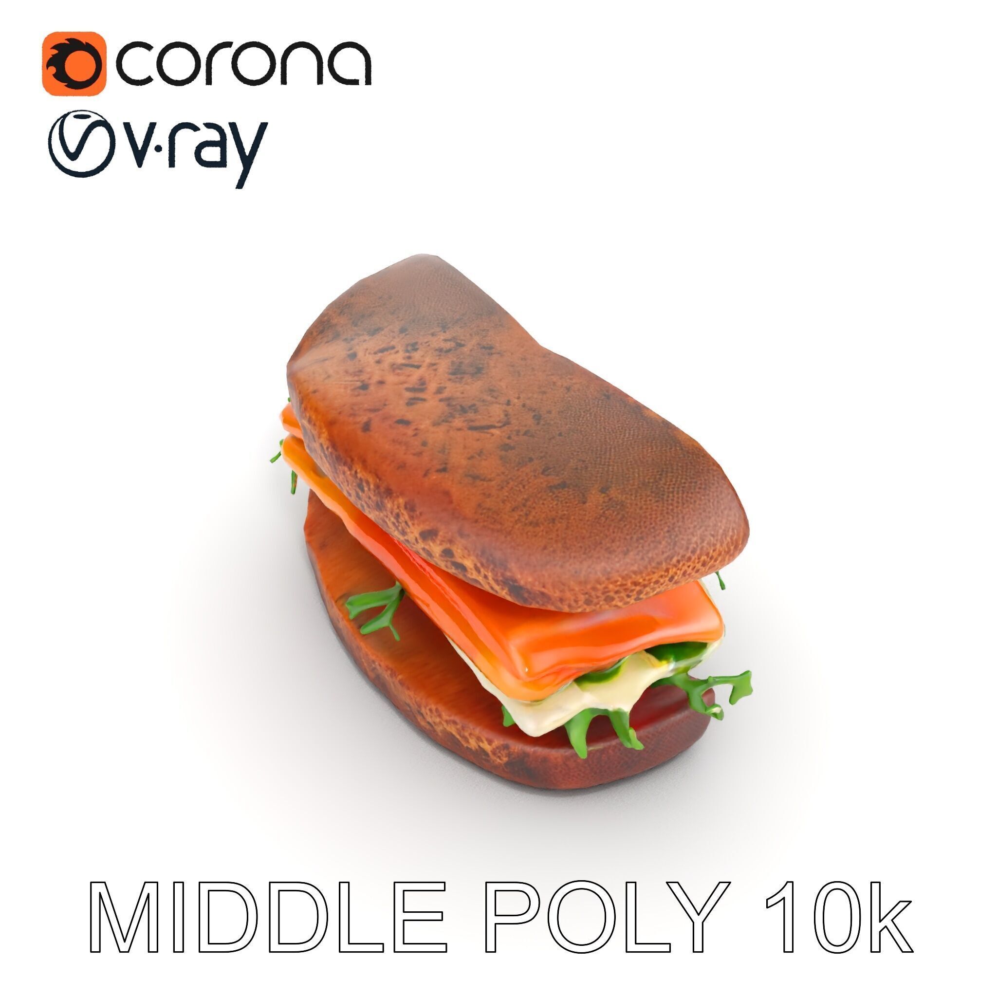 Smoked Salmon Sandwich model pack for realistic rendering and... Low-poly 3D model_8