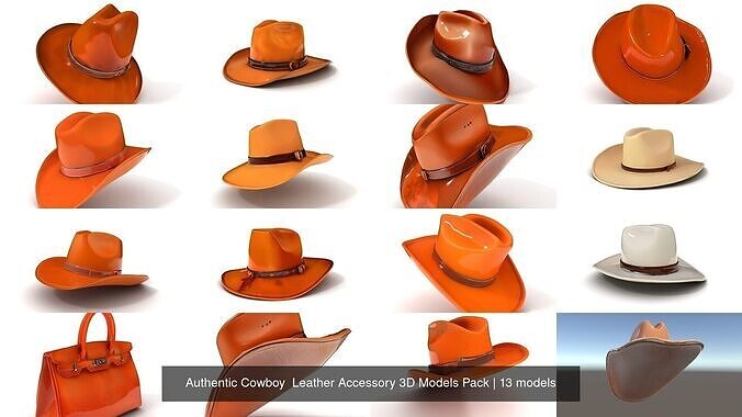 Authentic Cowboy  Leather Accessory 3D Models Pack 3D Model Collection