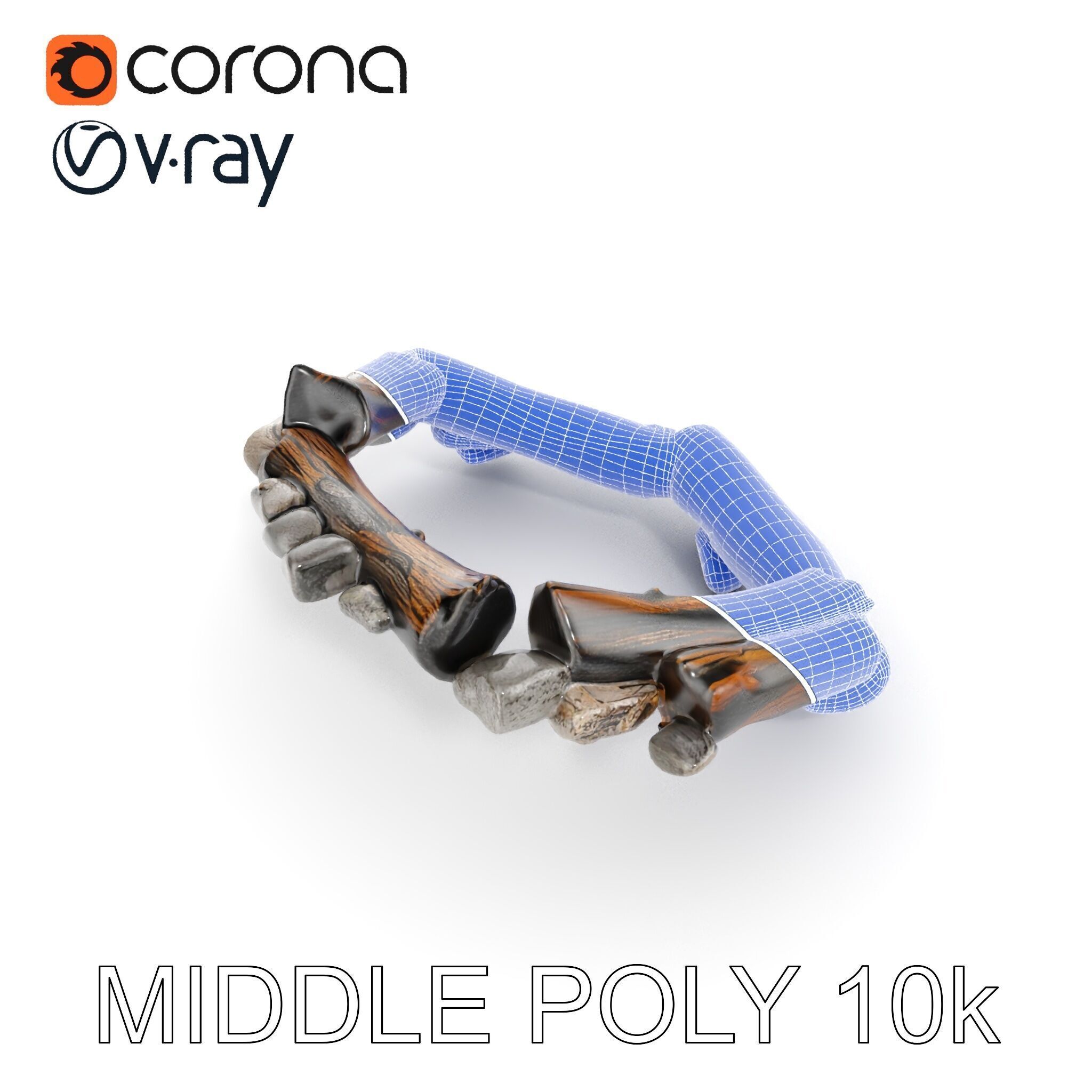 Realistic Campfire Model Pack with Detailed Logs and Stones Low-poly 3D model_11