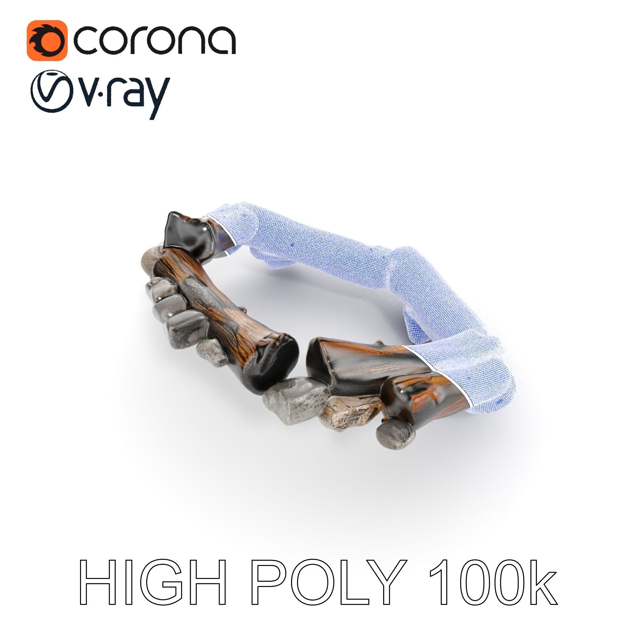 Realistic Campfire Model Pack with Detailed Logs and Stones Low-poly 3D model_35