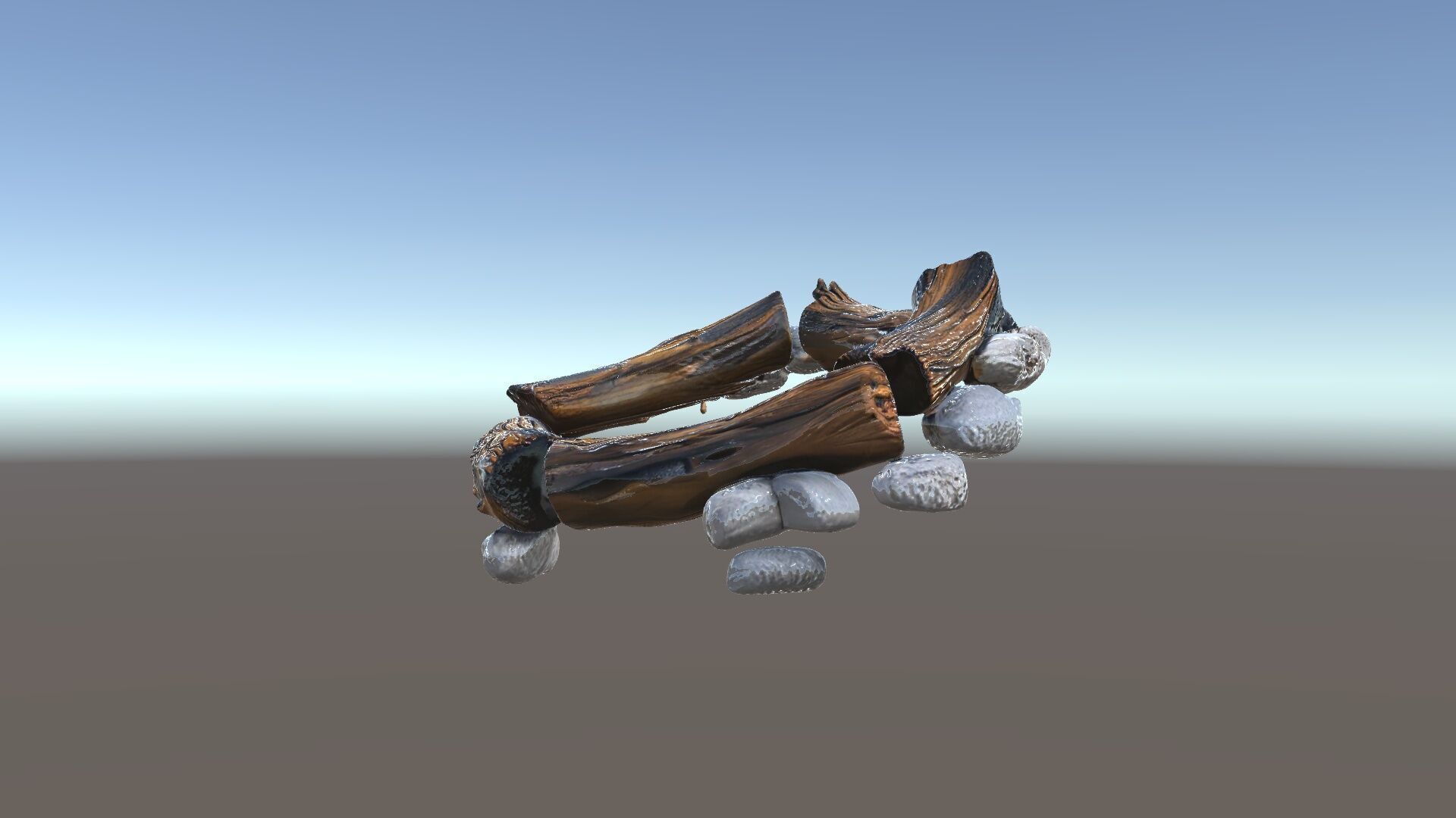Realistic Campfire Model Pack with Detailed Logs and Stones Low-poly 3D model_5