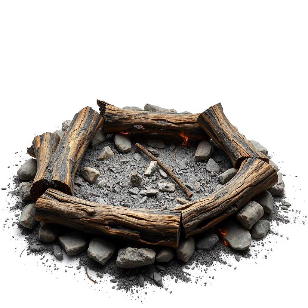 Realistic Campfire Model Pack with Detailed Logs and Stones Low-poly 3D model_2