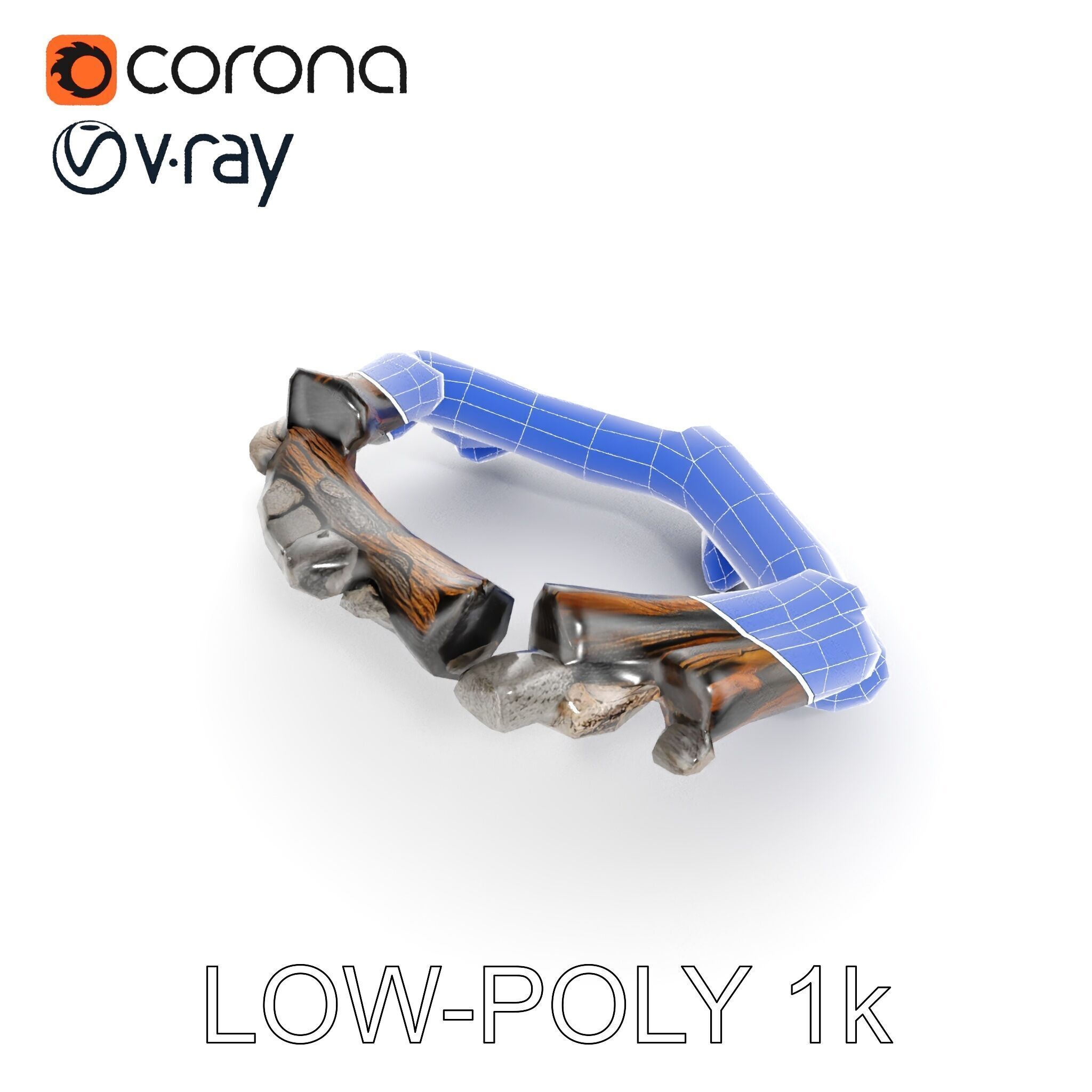 Realistic Campfire Model Pack with Detailed Logs and Stones Low-poly 3D model_19