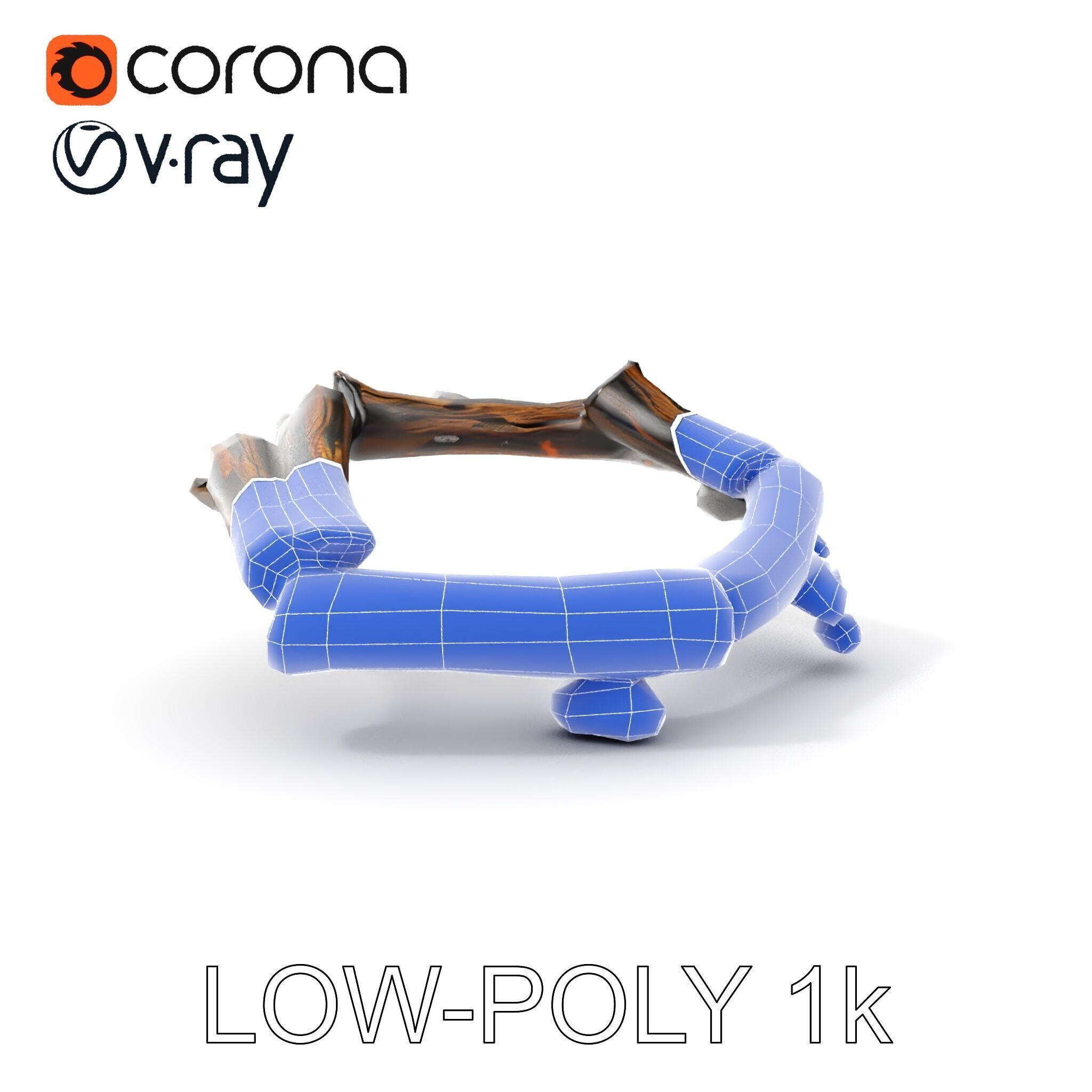 Realistic Campfire Model Pack with Detailed Logs and Stones Low-poly 3D model_12